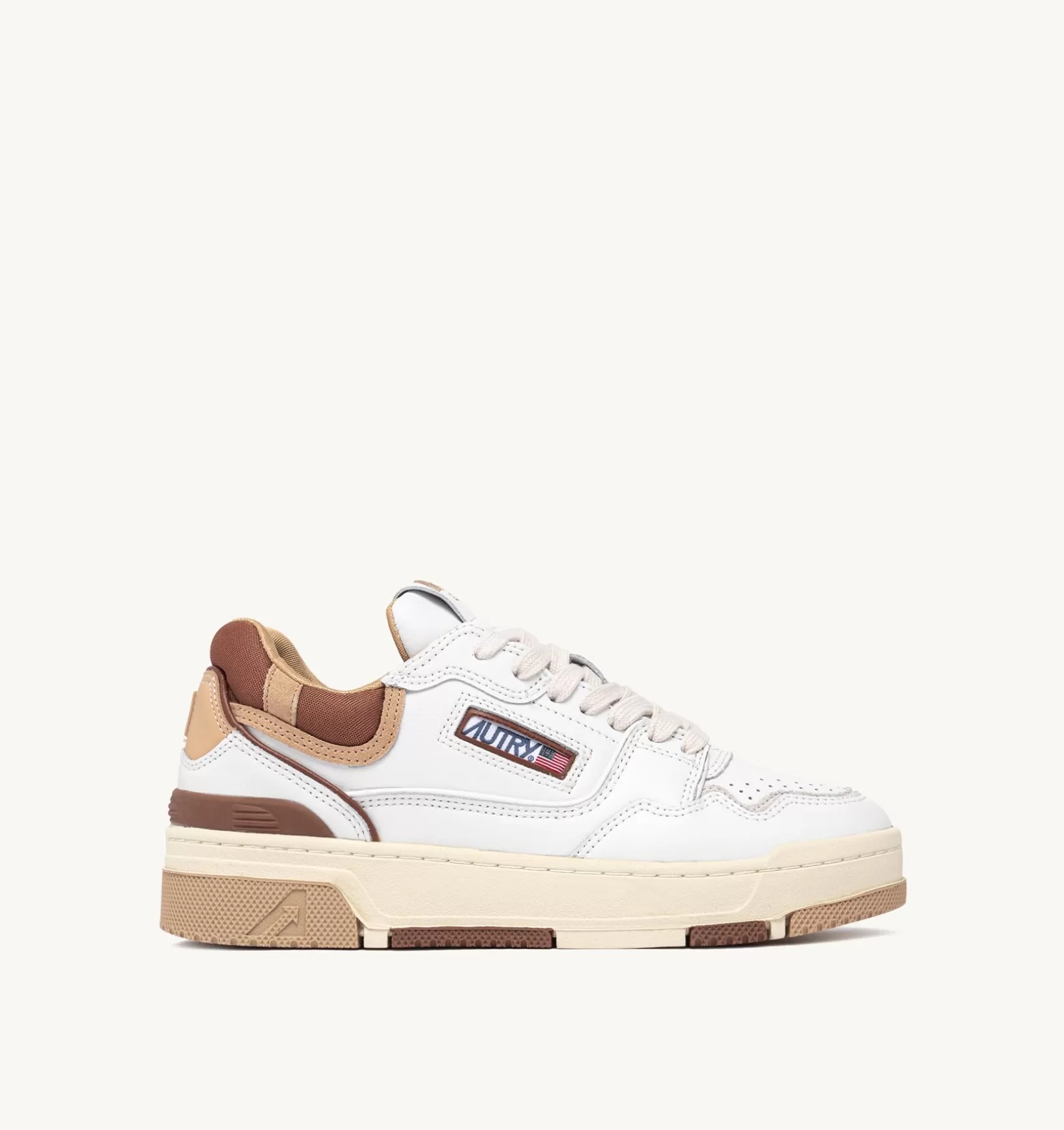 AUTRY Sneakers Clc In Pelle Colore Bianco Beige E Marrone^Donna Clc