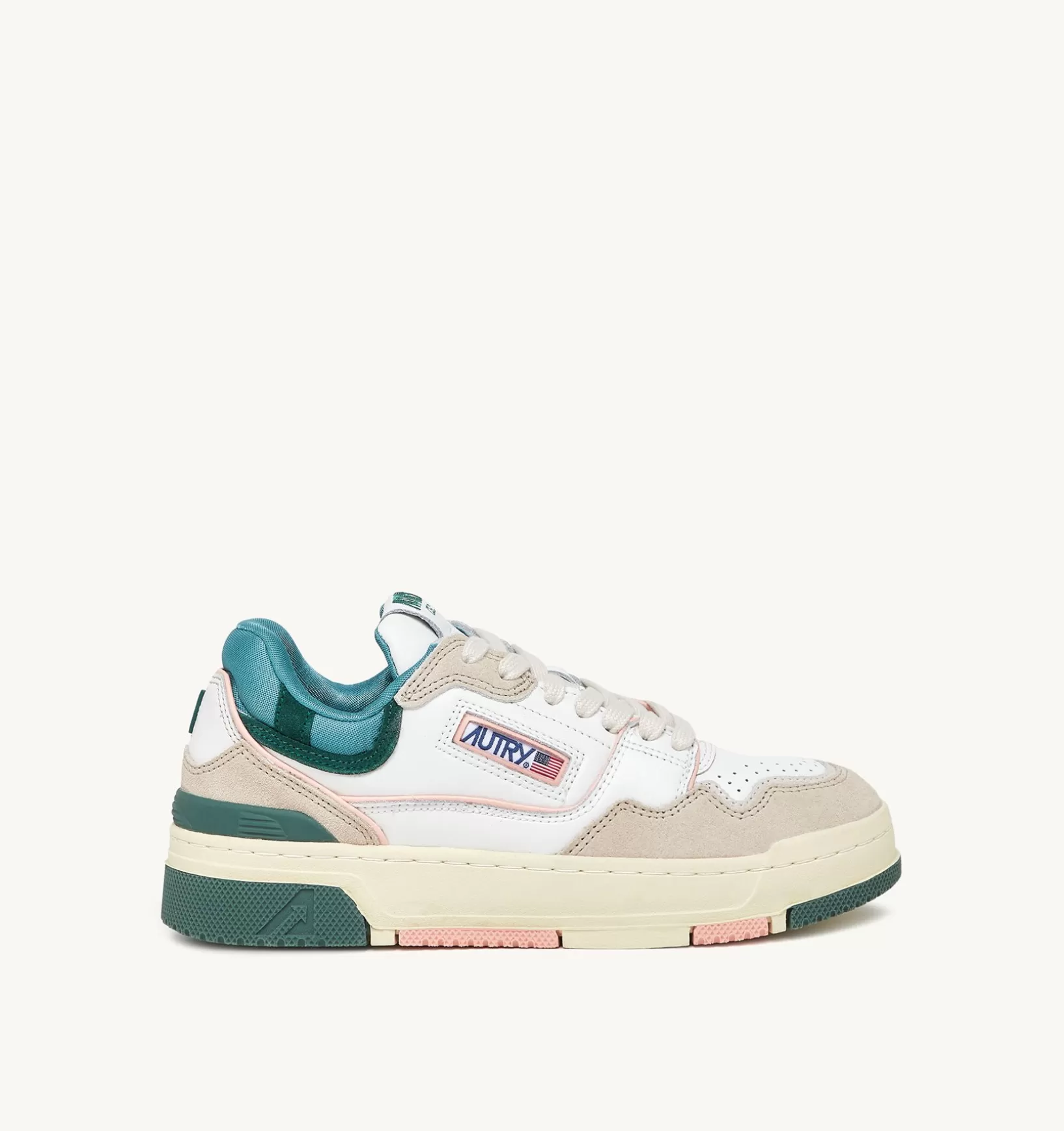 AUTRY Sneakers Clc In Pelle Colore Bianco Verde E Suede Beige^Donna Clc