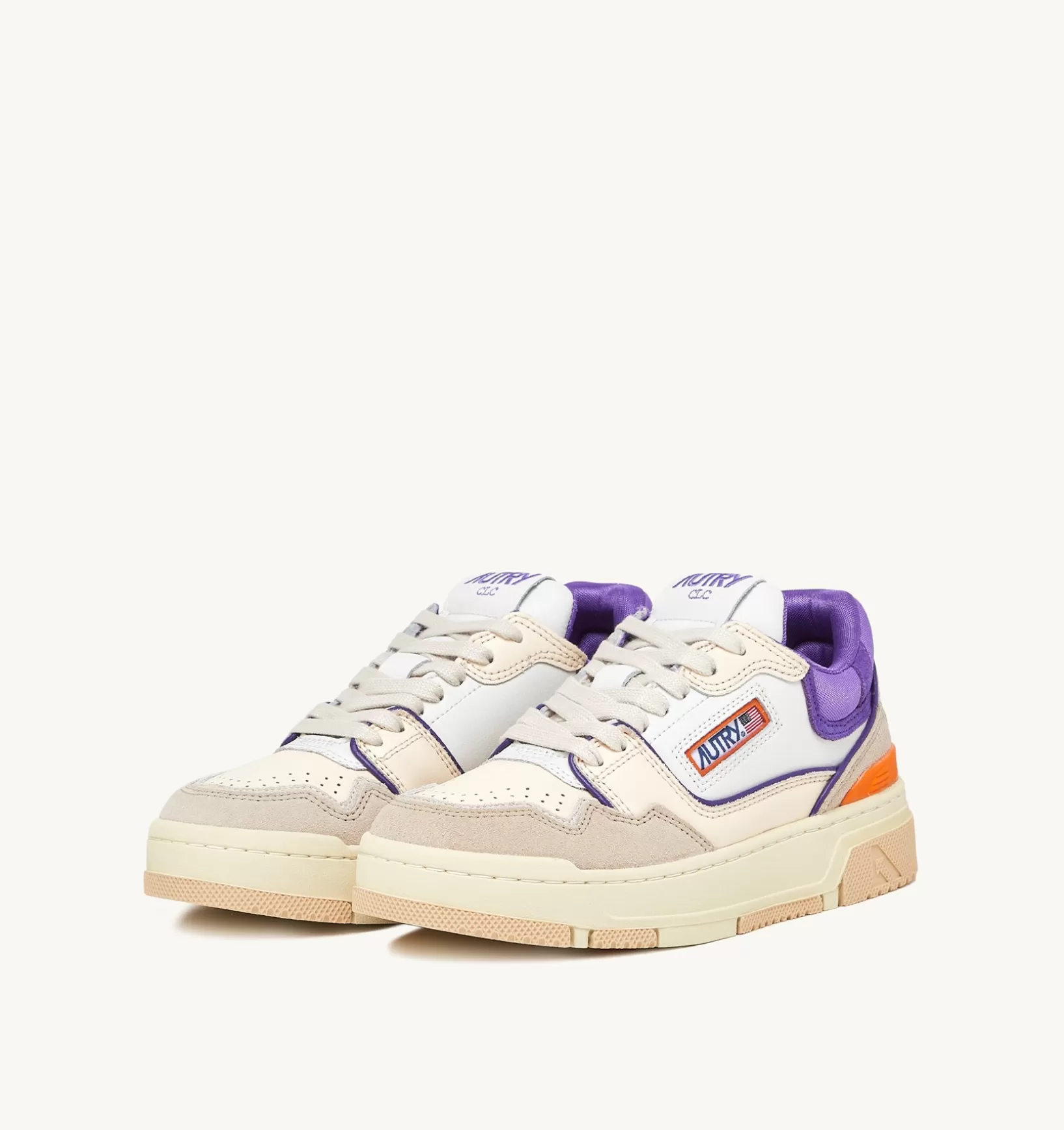 AUTRY Sneakers Clc In Pelle Colore Bianco Viola E Suede Beige^Donna Clc