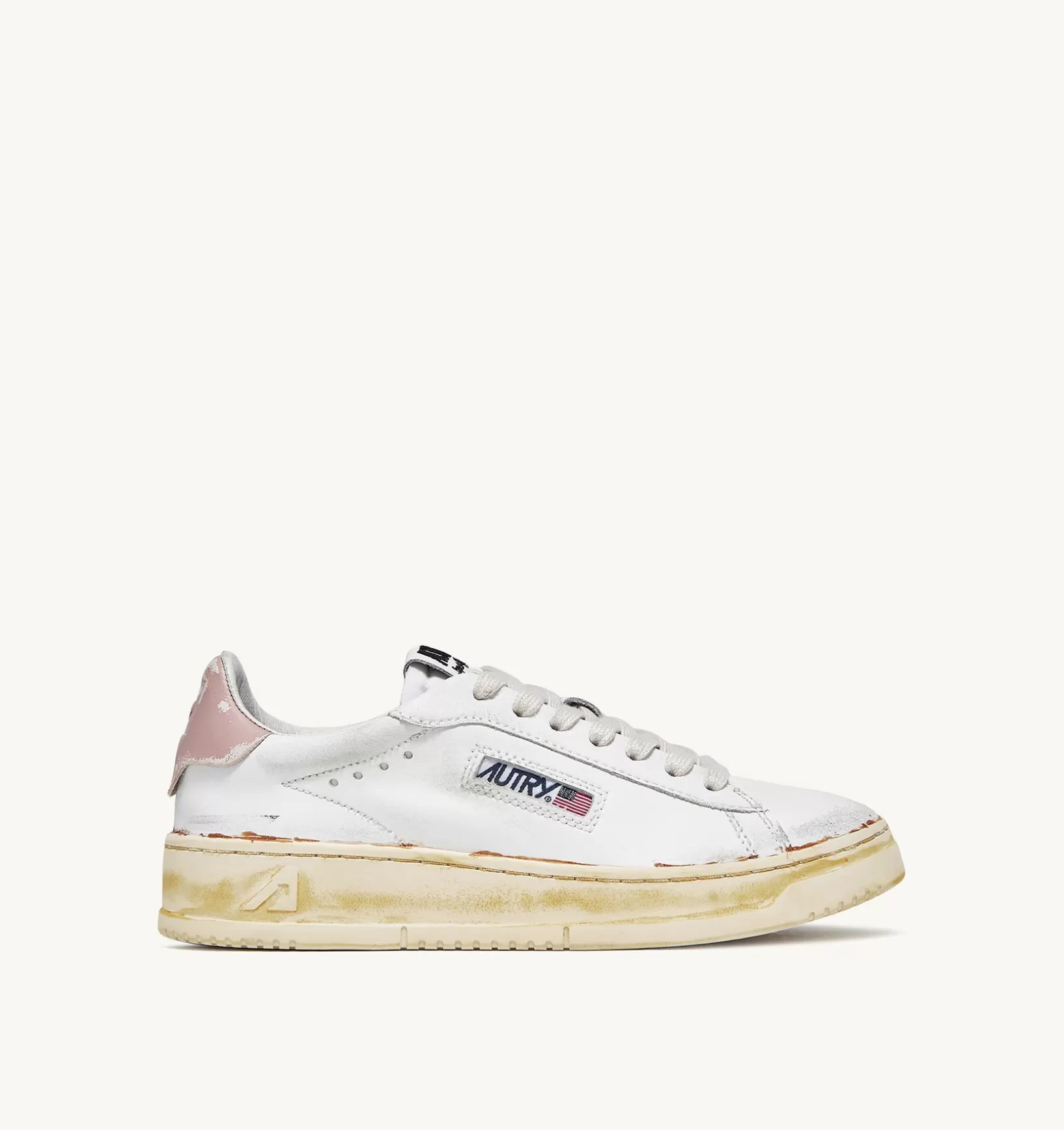 AUTRY Sneakers Dallas Super Vintage Low In Pelle Bianco Rosa^Donna Super Vintage