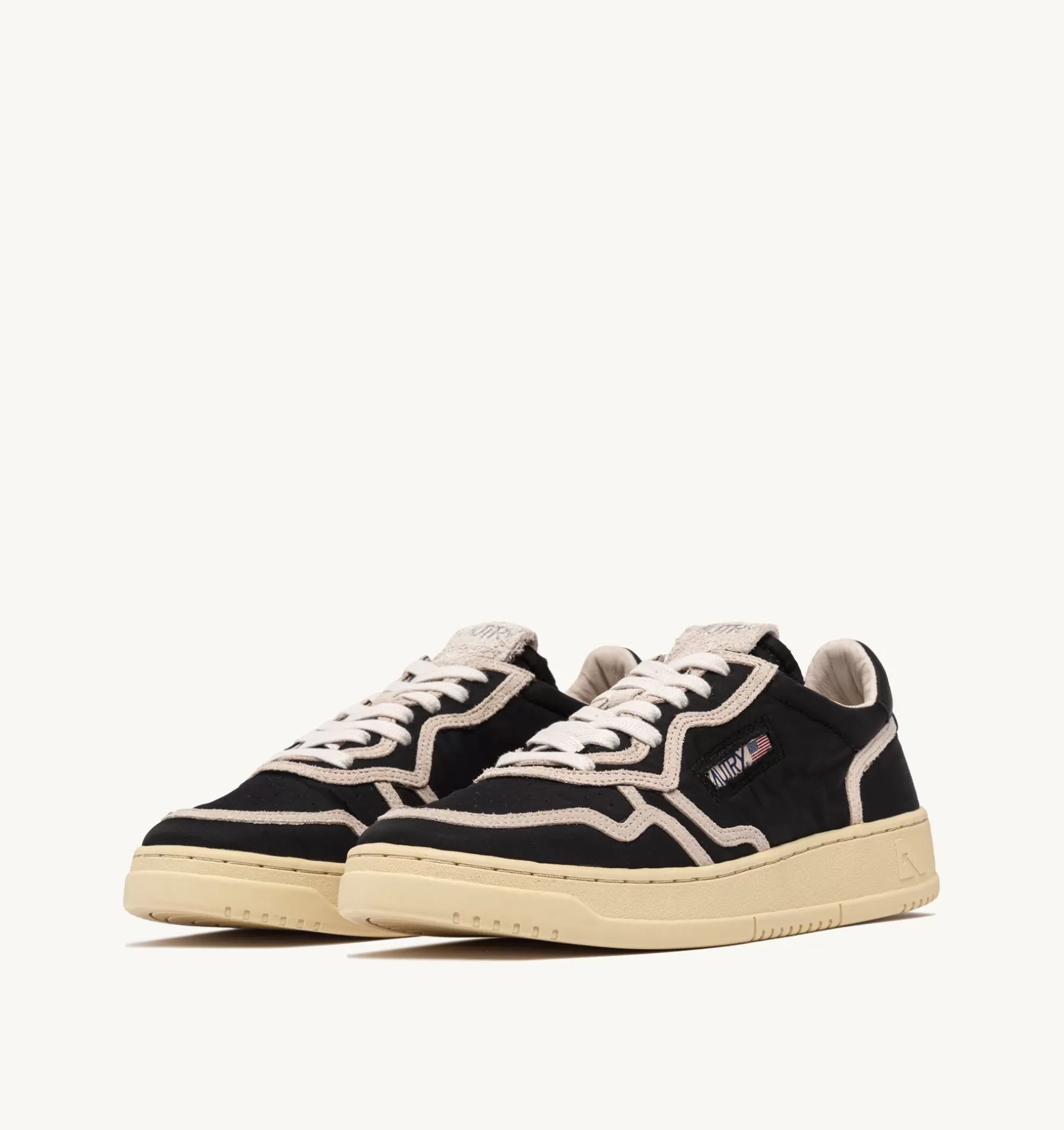 AUTRY Sneakers Medalist Low In Nylon Nero E Suede Beige^Uomo Medalist