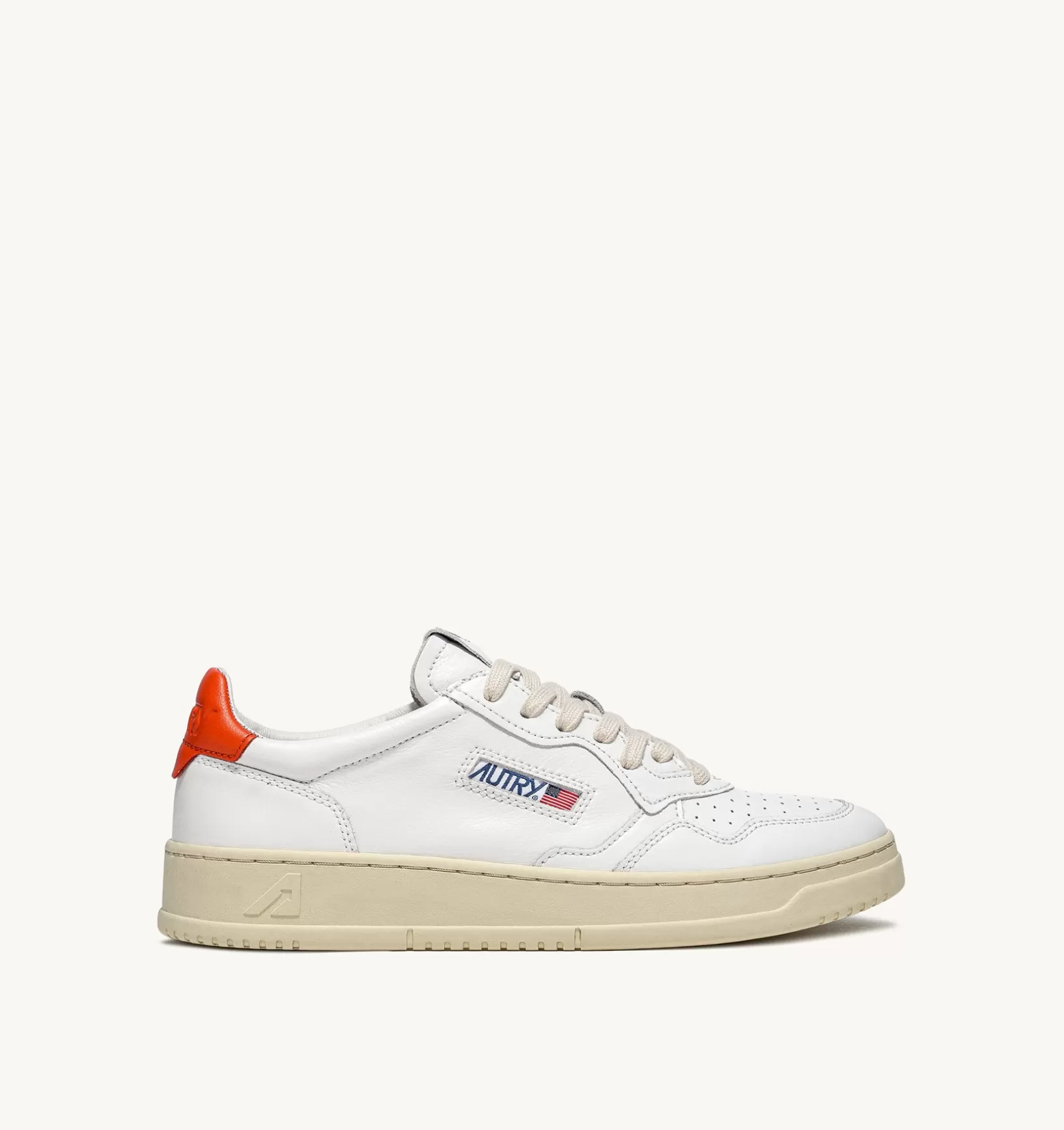 AUTRY Sneakers Medalist Low In Pelle Bianca E Arancione^Uomo Medalist