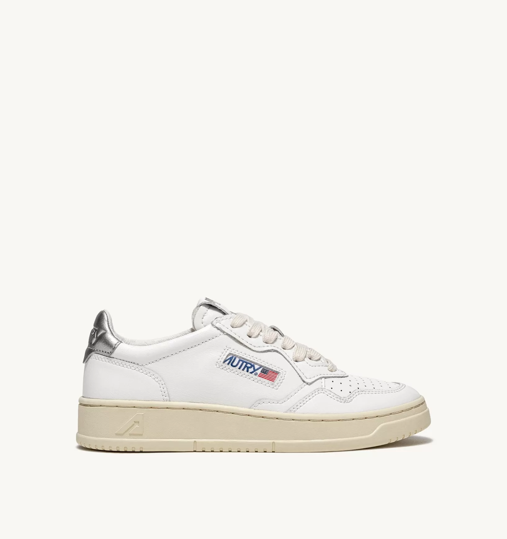AUTRY Sneakers Medalist Low In Pelle Bianca E Argento^Donna Medalist