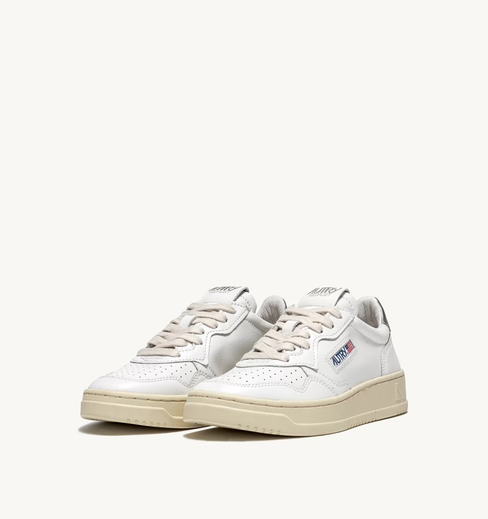 AUTRY Sneakers Medalist Low In Pelle Bianca E Argento^Donna Medalist