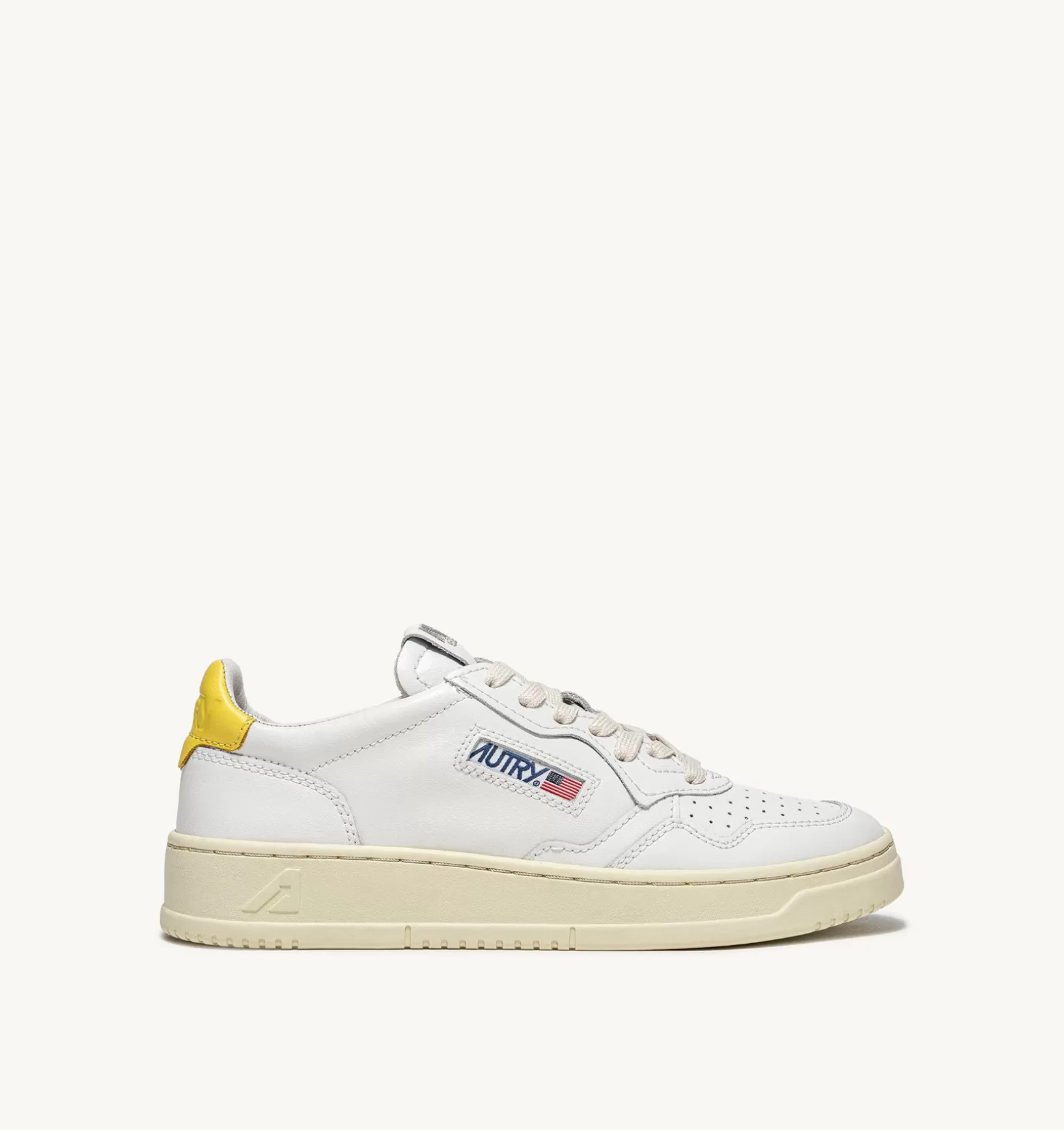 AUTRY Sneakers Medalist Low In Pelle Bianca E Giallo^Donna Medalist