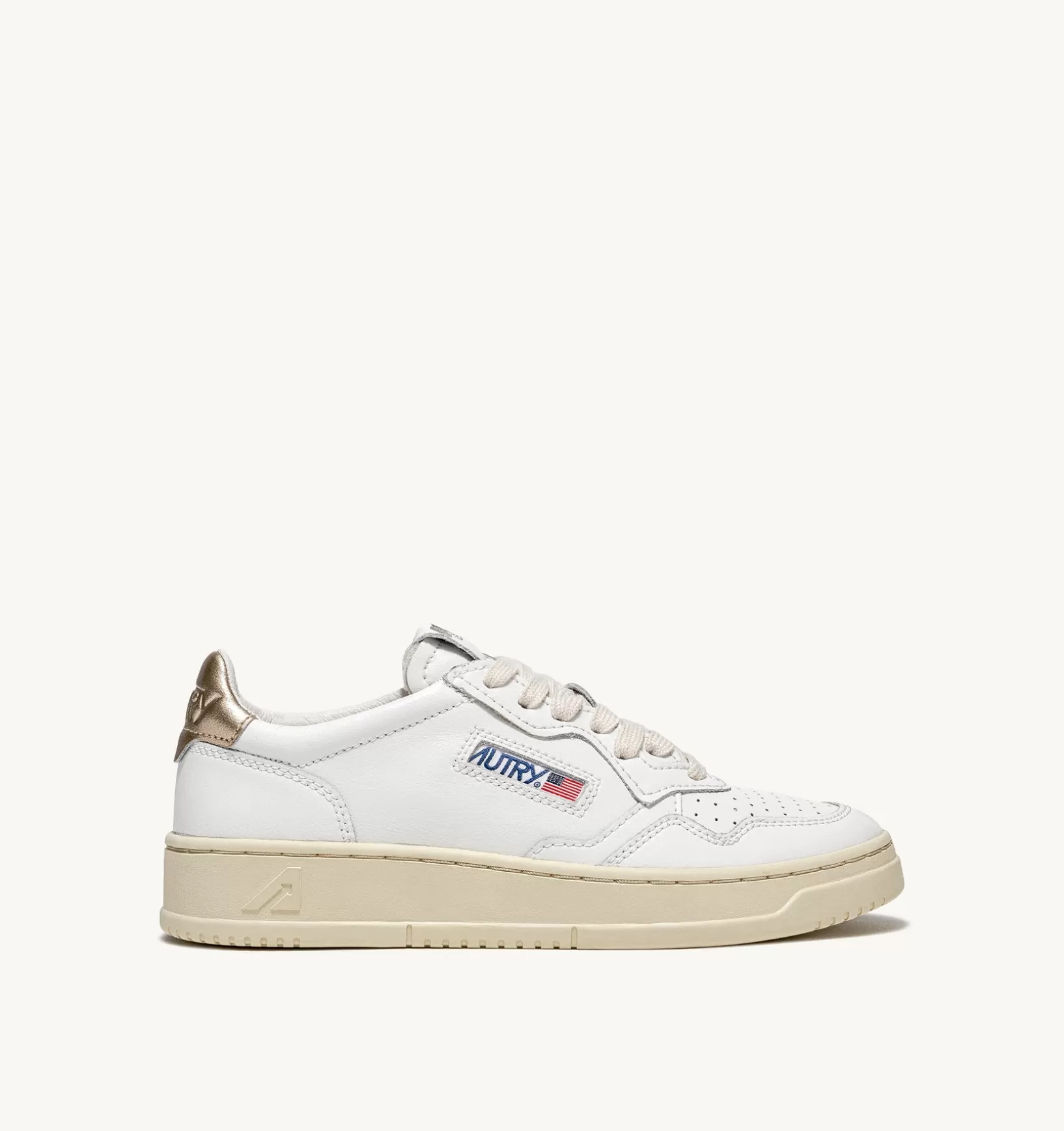 AUTRY Sneakers Medalist Low In Pelle Bianca E Oro^Donna Medalist