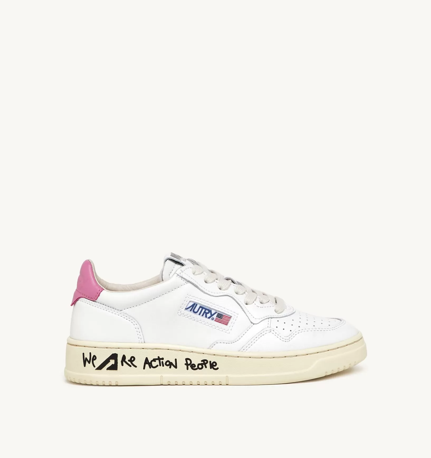 AUTRY Sneakers Medalist Low In Pelle Bianca E Rosa^Donna Medalist