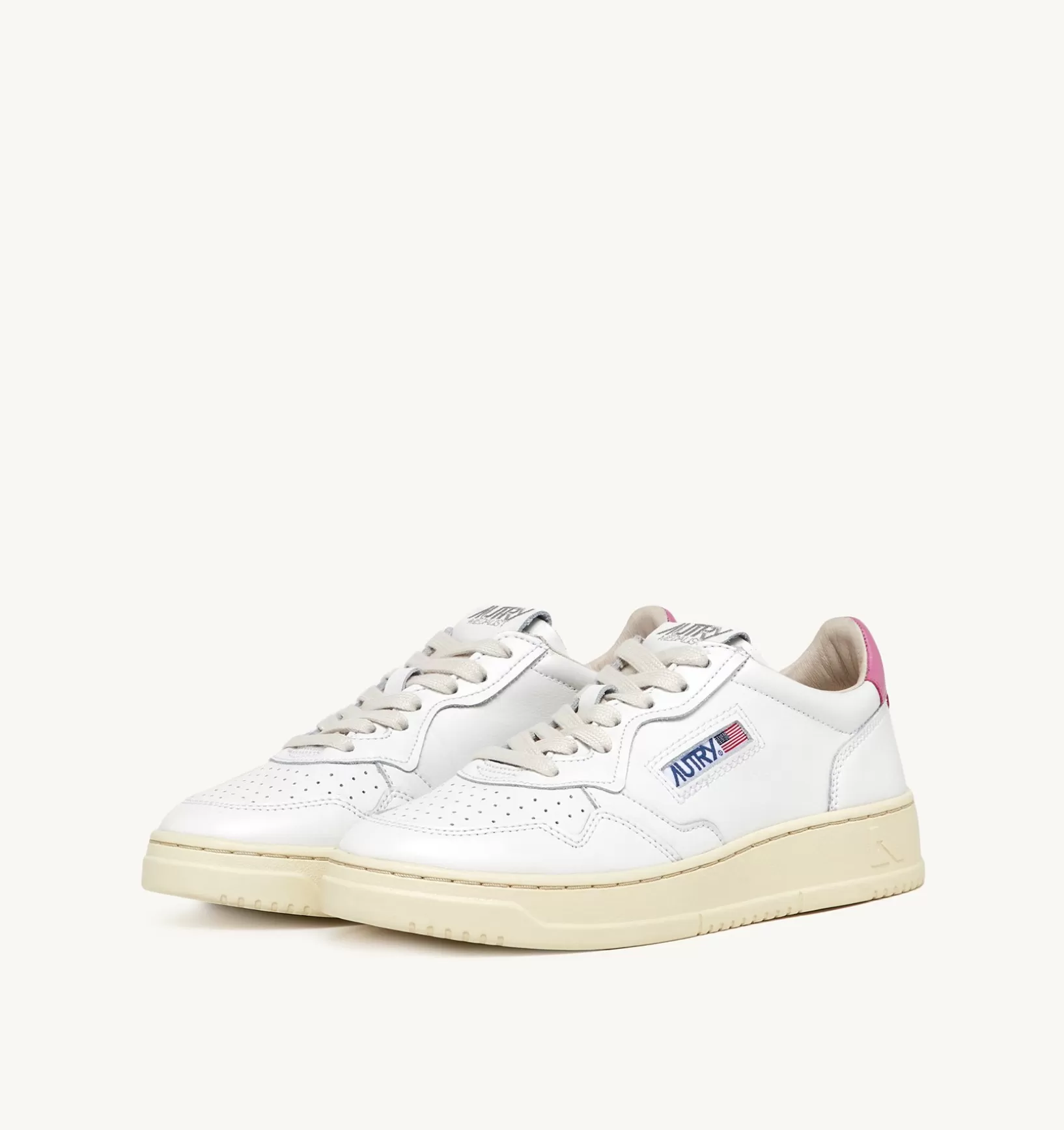 AUTRY Sneakers Medalist Low In Pelle Bianca E Rosa^Donna Medalist