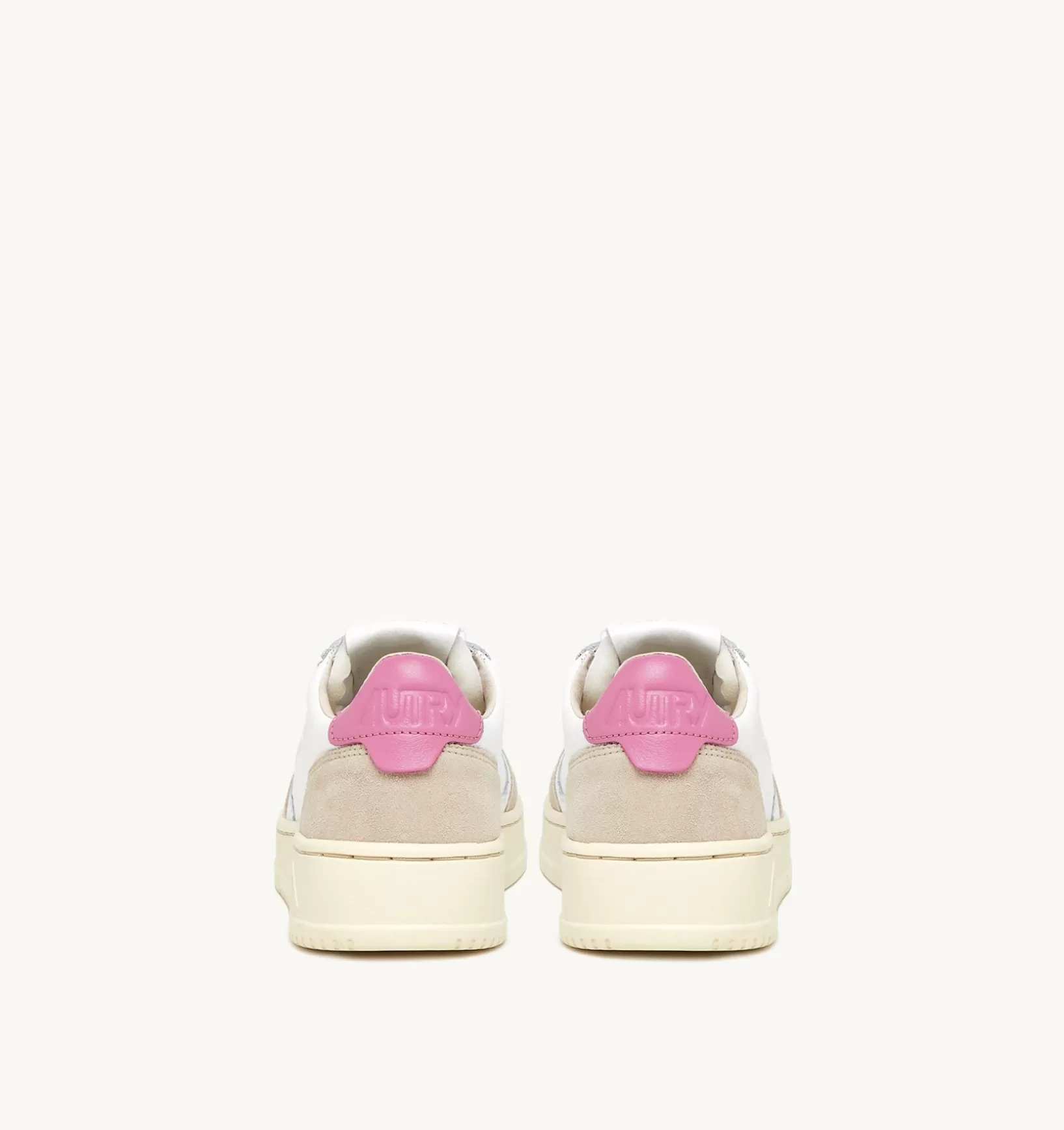 AUTRY Sneakers Medalist Low In Pelle Bianca E Rosa E Suede Beige^Donna Medalist