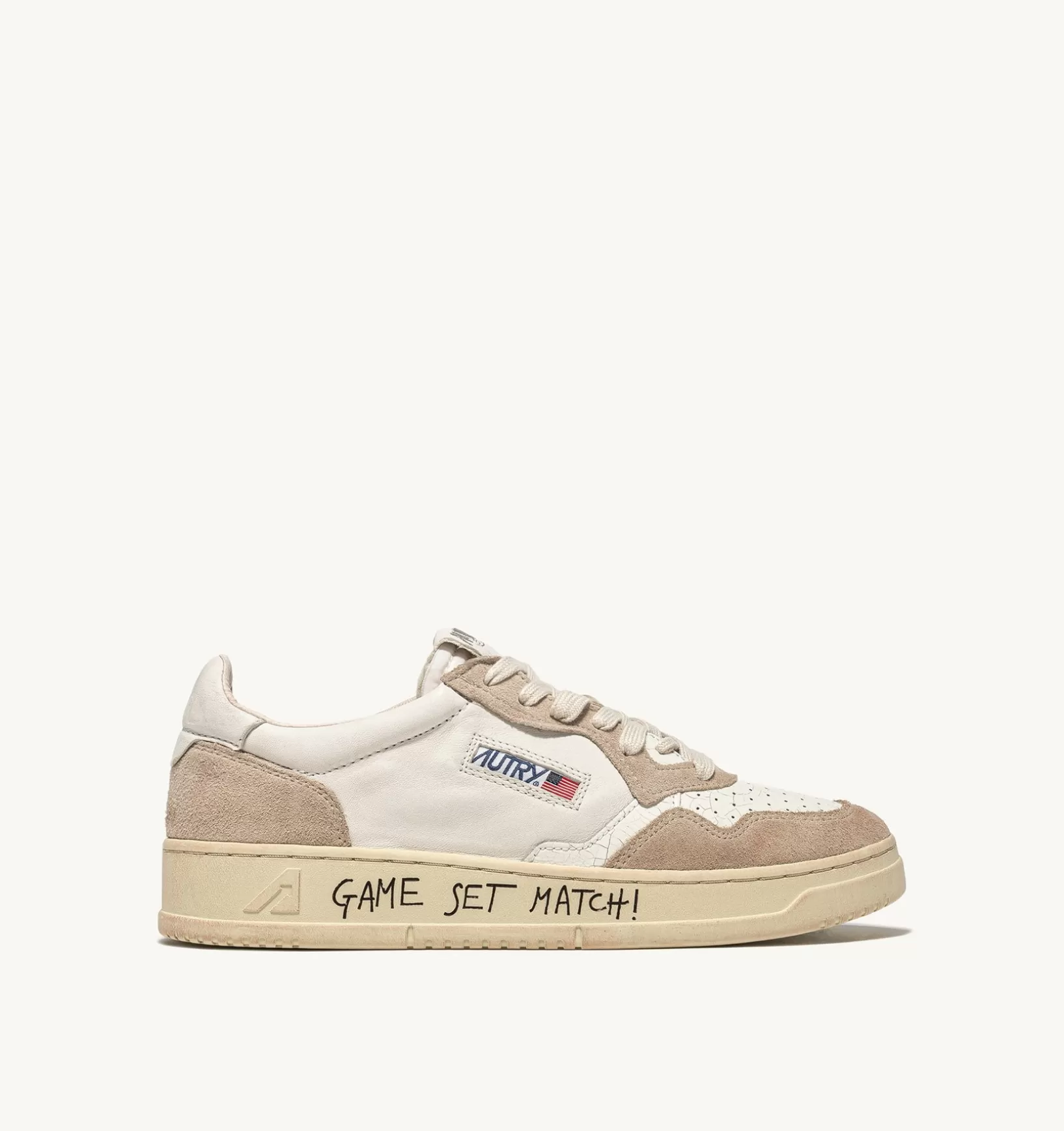 AUTRY Sneakers Medalist Low In Pelle Bianca E Suede Beige^Donna Medalist