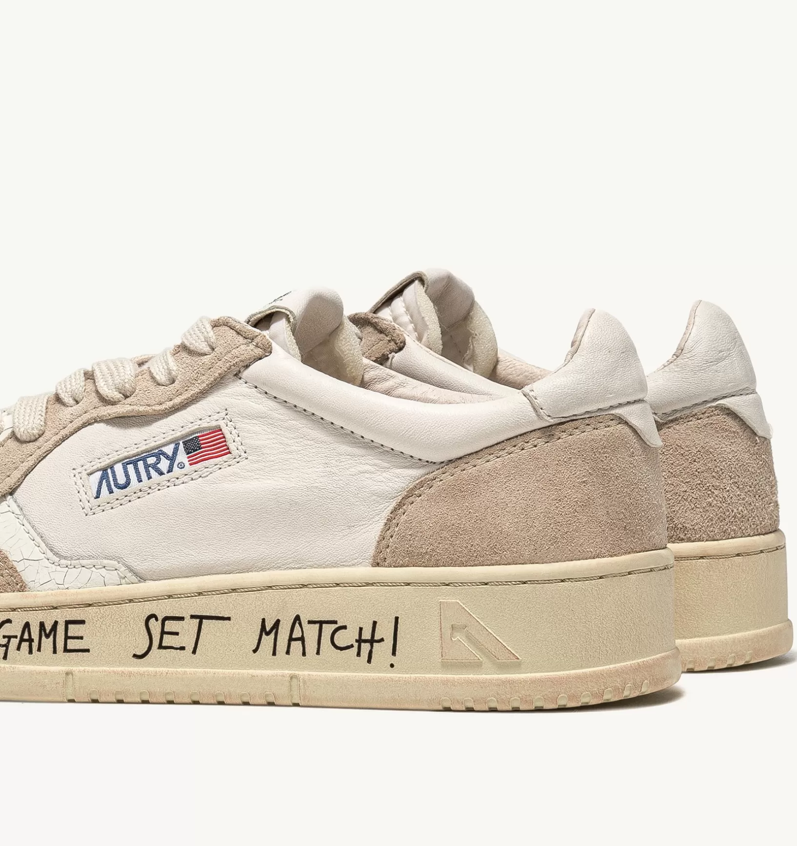 AUTRY Sneakers Medalist Low In Pelle Bianca E Suede Beige^Donna Medalist