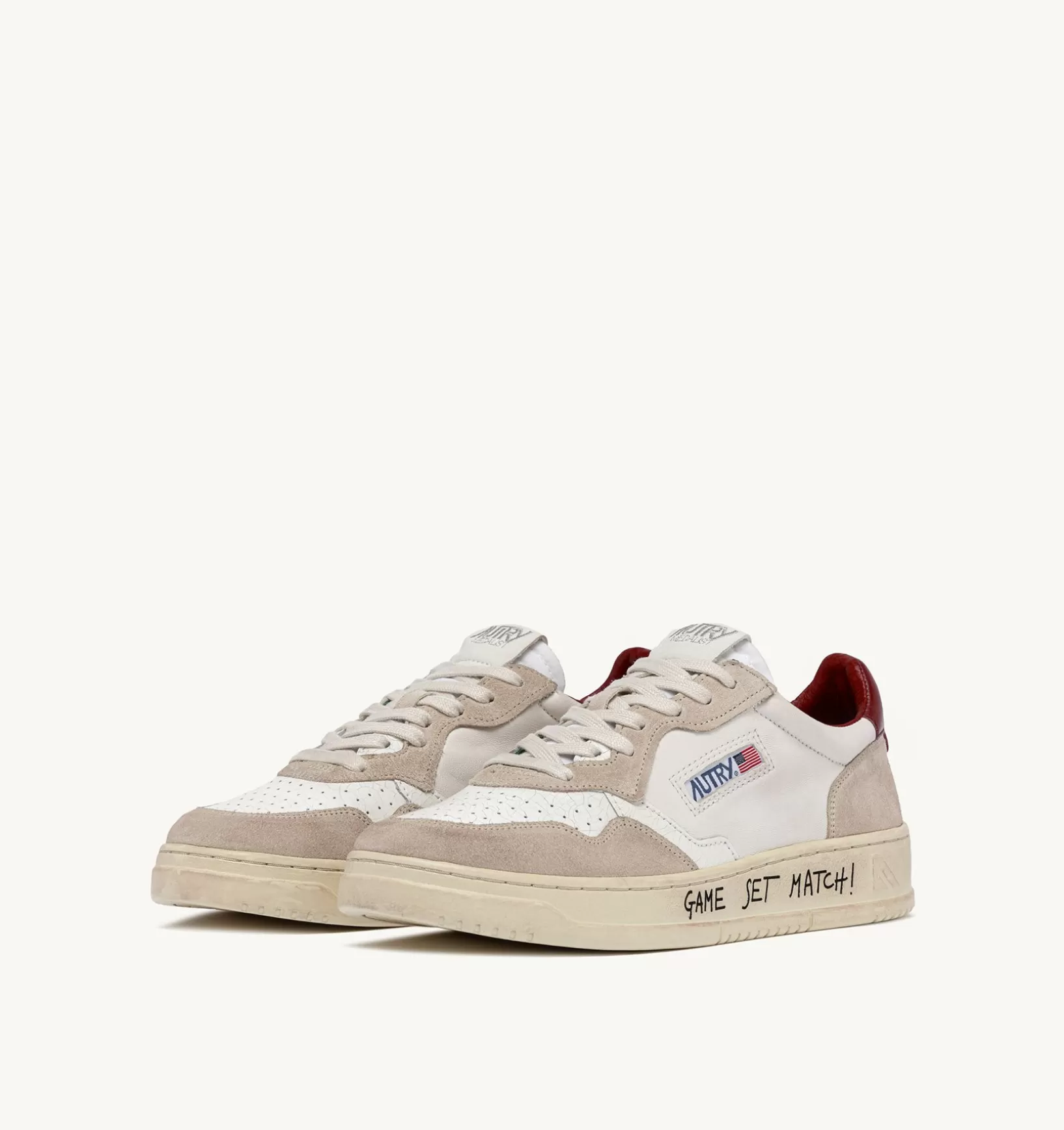 AUTRY Sneakers Medalist Low In Pelle Bianca E Suede Beige^Donna Medalist
