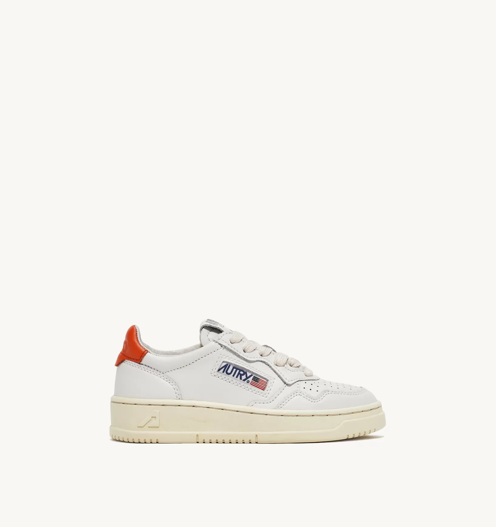 AUTRY Sneakers Medalist Low In Pelle Bianca E Tangerine Per Bambini^Bambino Medalist