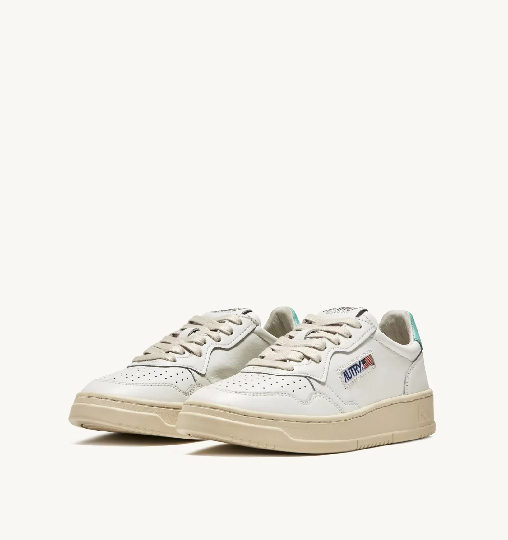 AUTRY Sneakers Medalist Low In Pelle Bianca E Turquoise^Donna Medalist