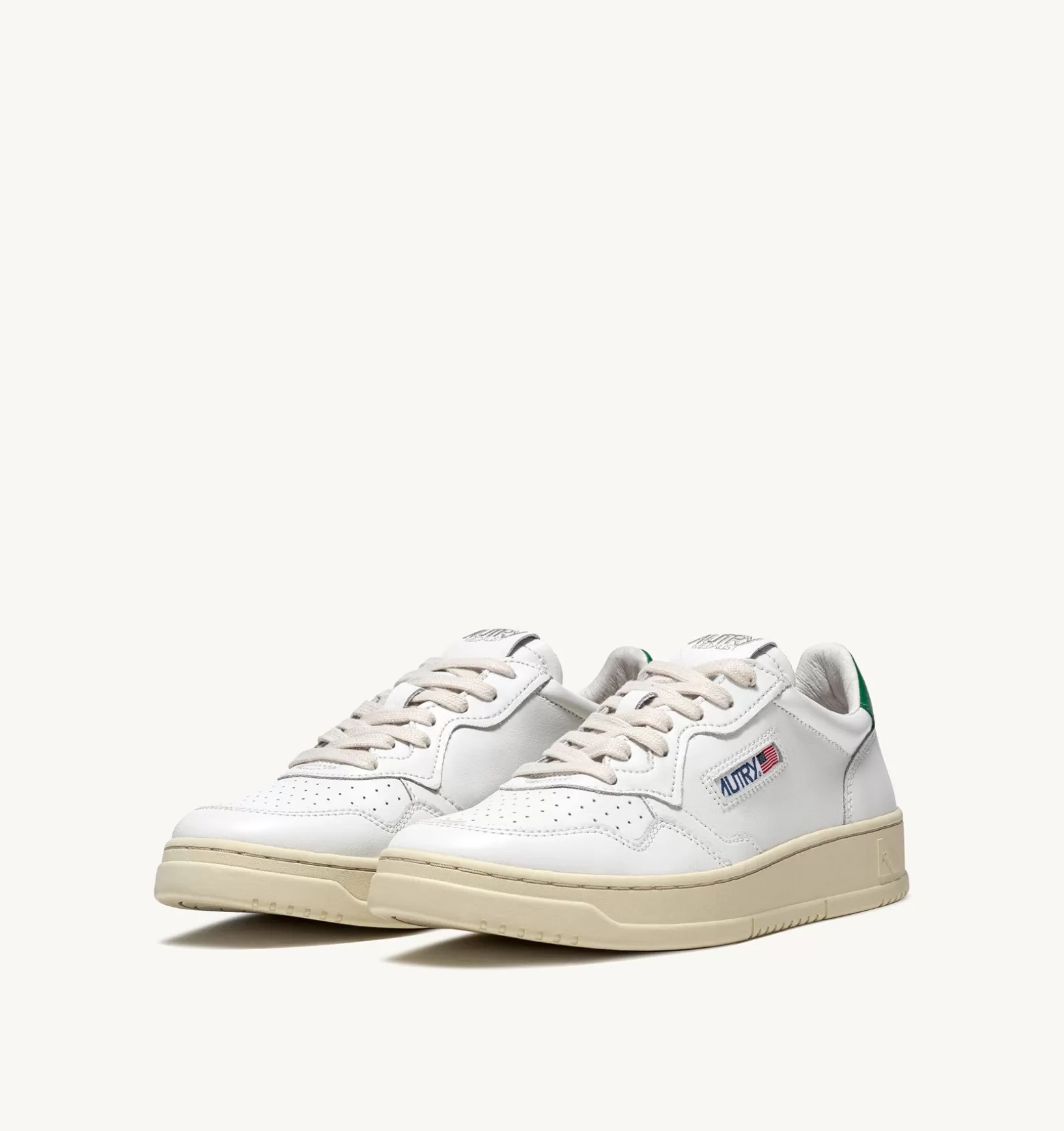 AUTRY Sneakers Medalist Low In Pelle Bianca E Verde^Donna Medalist