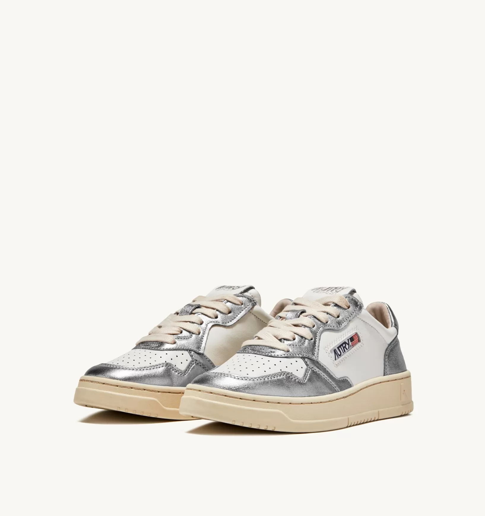 AUTRY Sneakers Medalist Low In Pelle Bicolor Bianco E Silver^Donna Medalist