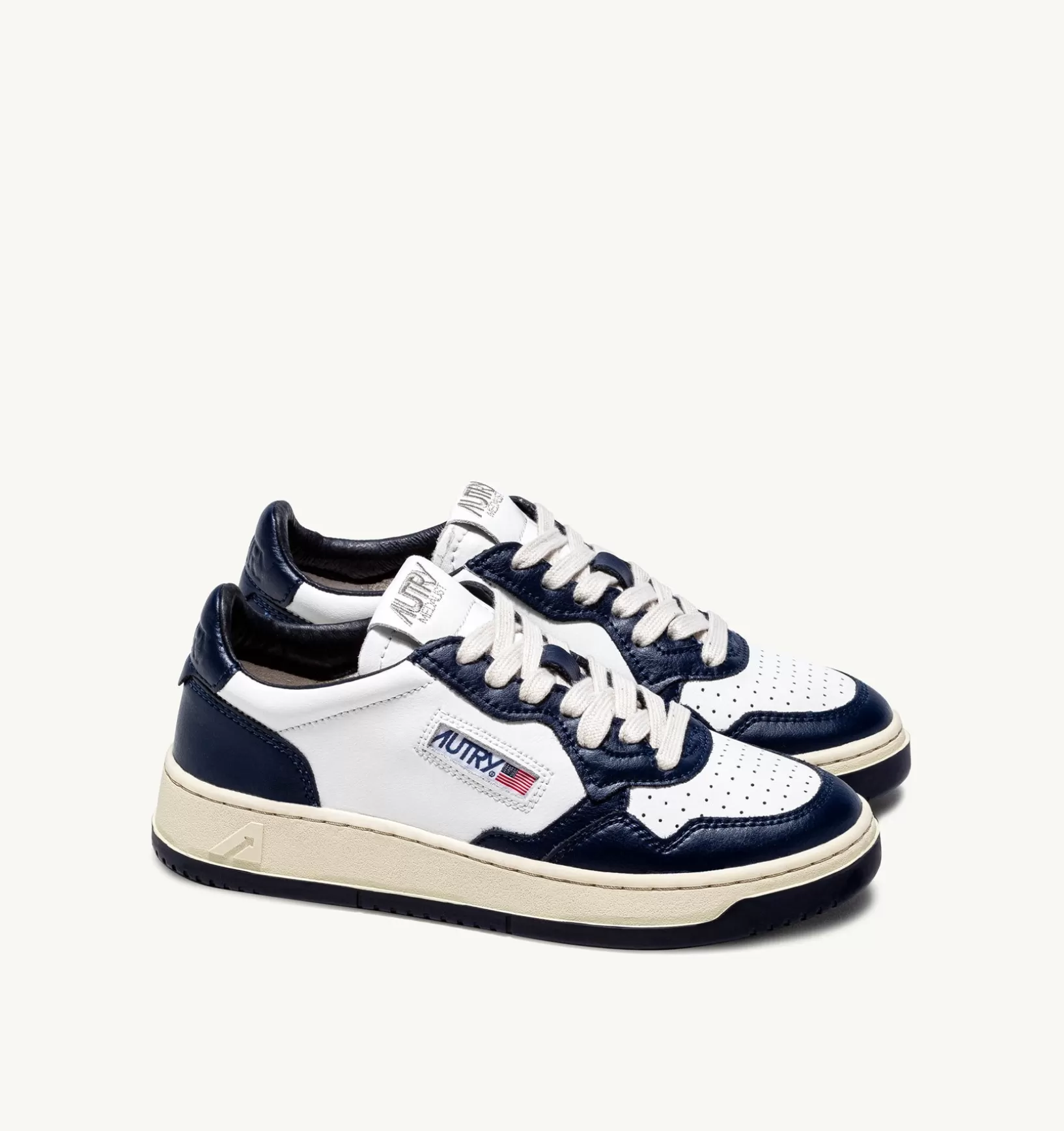 AUTRY Sneakers Medalist Low In Pelle Bicolore Bianca E Blu^Donna Medalist