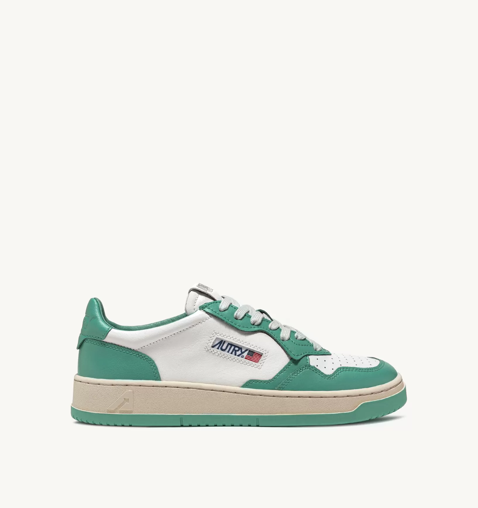 AUTRY Sneakers Medalist Low In Pelle Bicolore Bianca E Malachi^Uomo Medalist