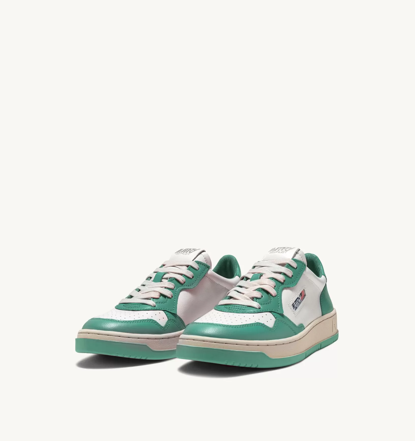 AUTRY Sneakers Medalist Low In Pelle Bicolore Bianca E Malachi^Uomo Medalist
