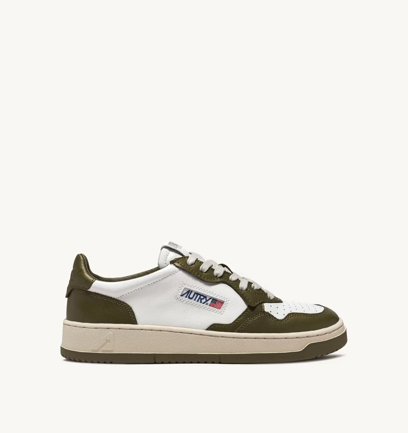 AUTRY Sneakers Medalist Low In Pelle Bicolore Bianca E Oliva^Uomo Medalist