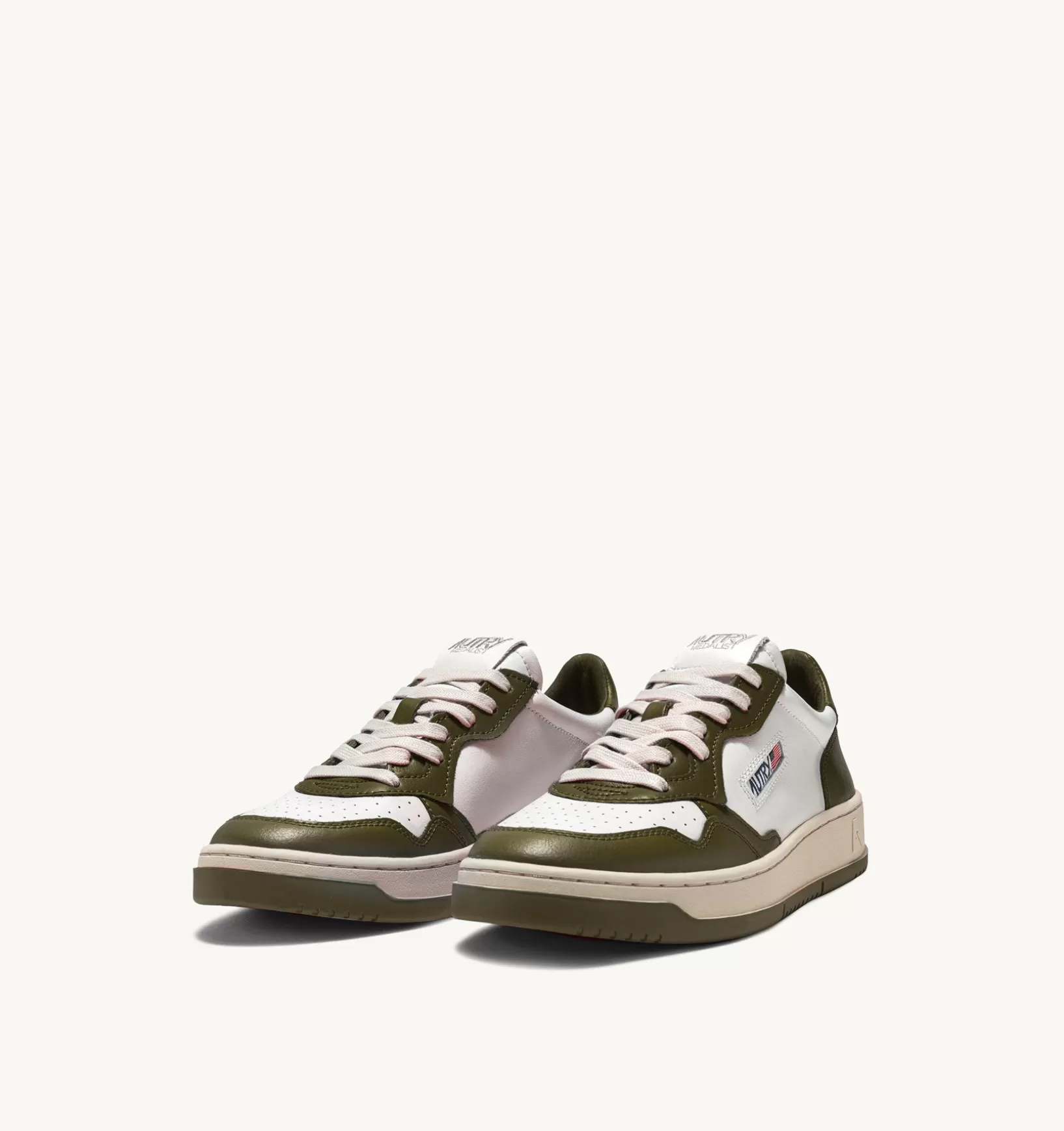 AUTRY Sneakers Medalist Low In Pelle Bicolore Bianca E Oliva^Uomo Medalist