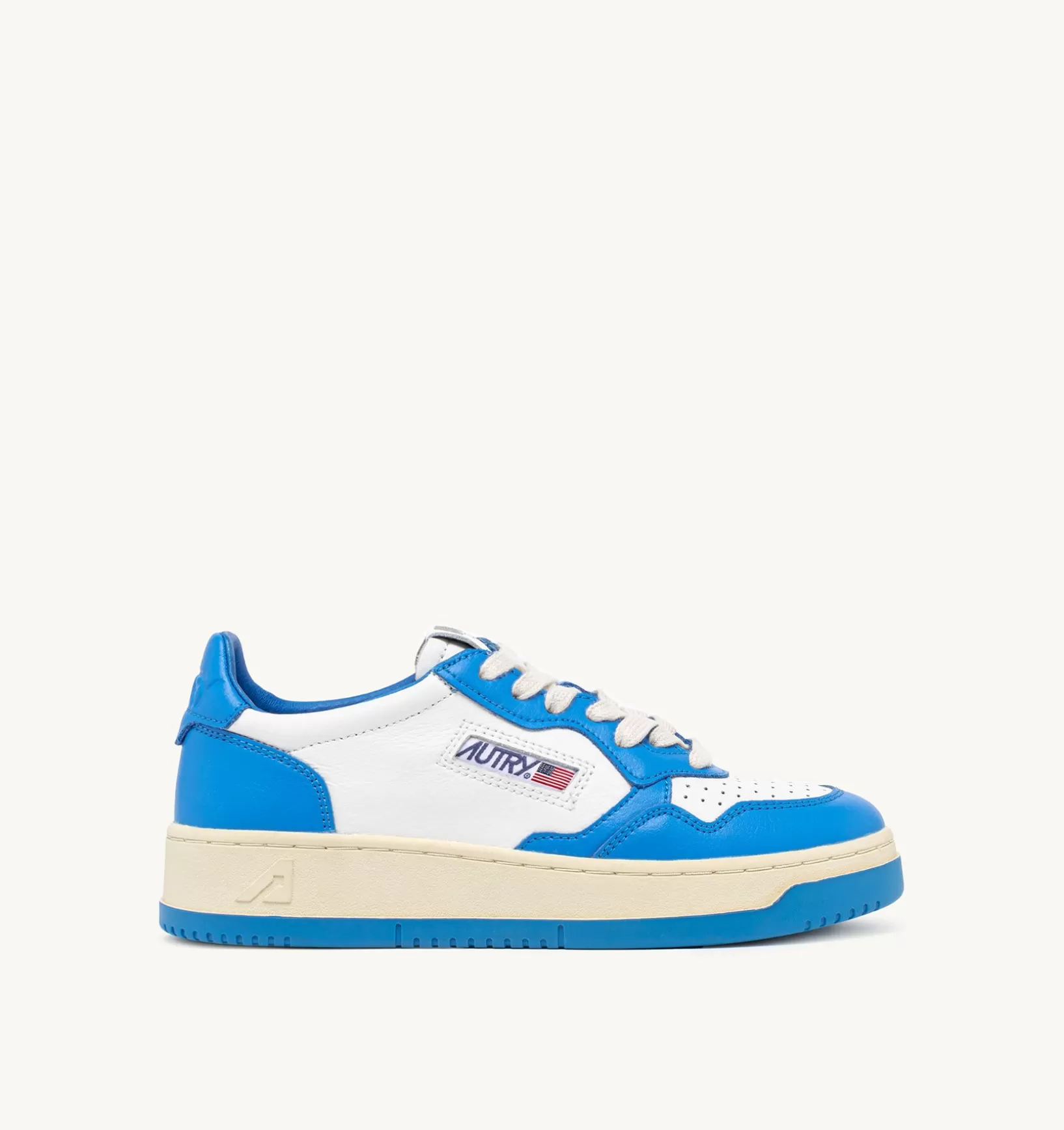 AUTRY Sneakers Medalist Low In Pelle Bicolore Bianco E Azzurro^Donna Medalist