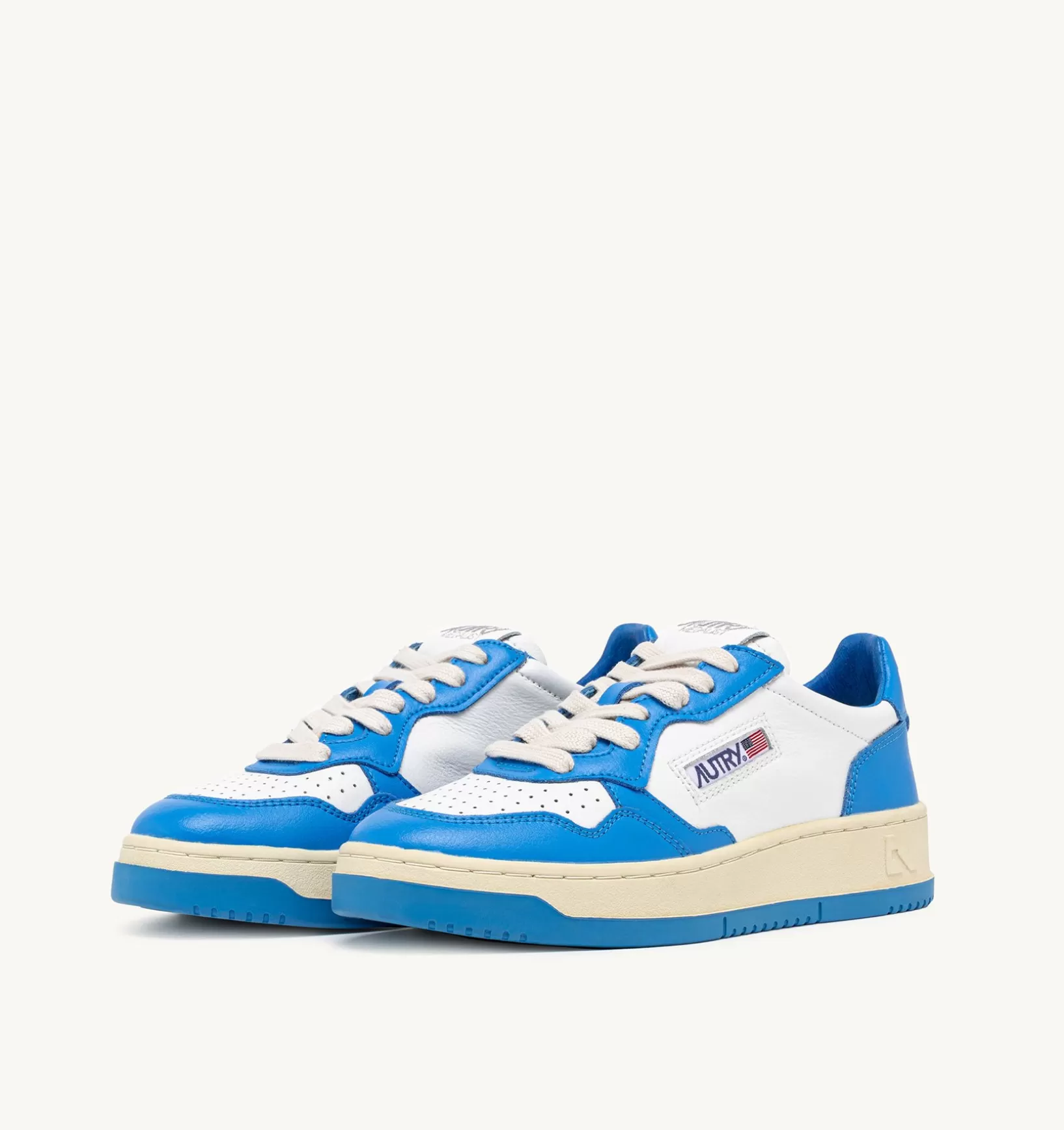 AUTRY Sneakers Medalist Low In Pelle Bicolore Bianco E Azzurro^Donna Medalist