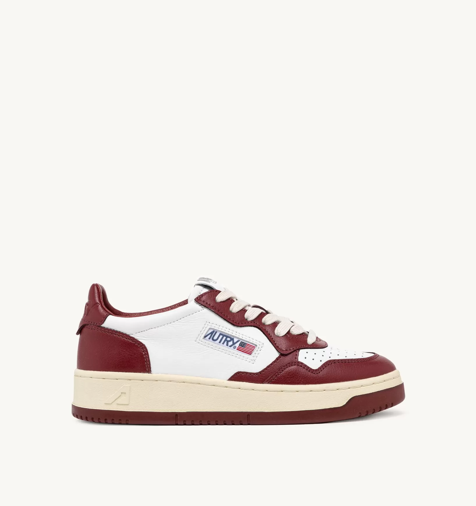 AUTRY Sneakers Medalist Low In Pelle Bicolore Bianco E Bordeaux^Uomo Medalist
