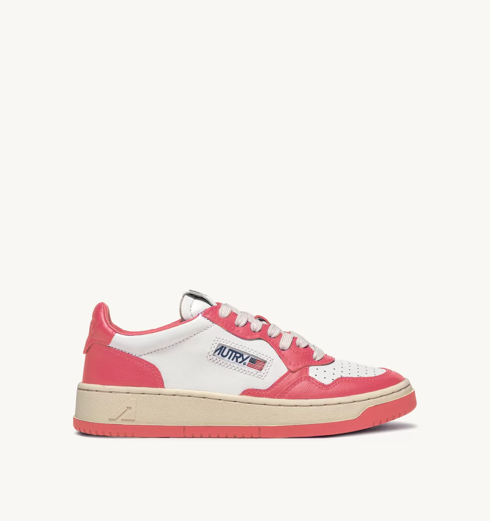 AUTRY Sneakers Medalist Low In Pelle Bicolore Bianco E Lobster^Donna Medalist