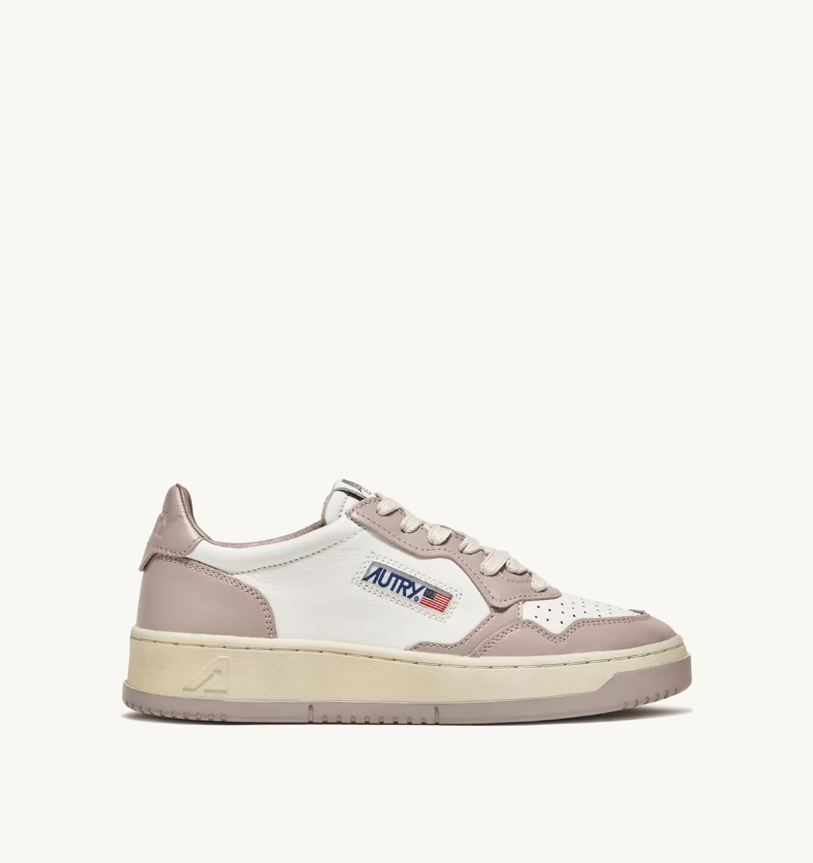 AUTRY Sneakers Medalist Low In Pelle Bicolore Bianco E Mushroom^Donna Medalist