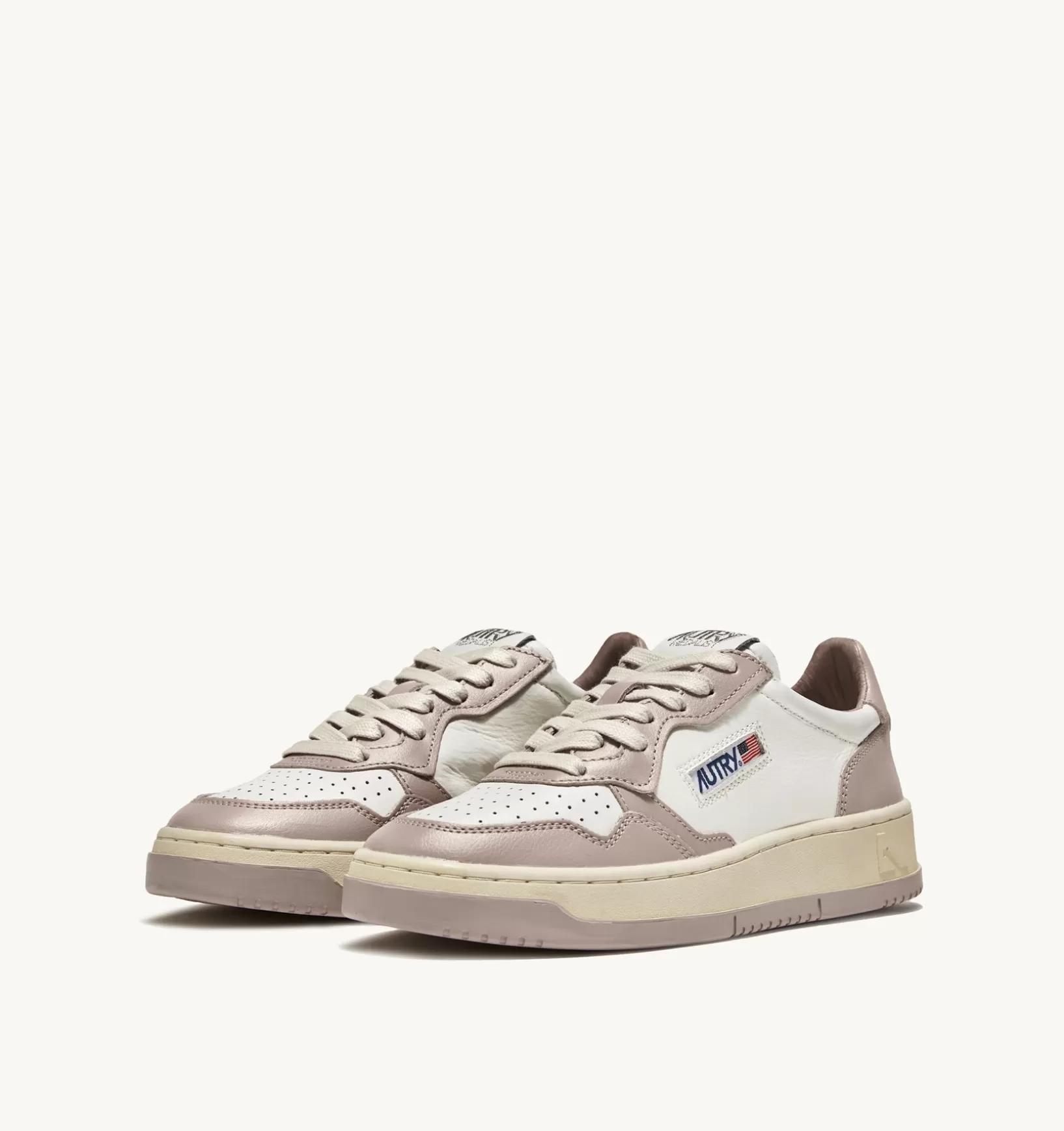 AUTRY Sneakers Medalist Low In Pelle Bicolore Bianco E Mushroom^Donna Medalist