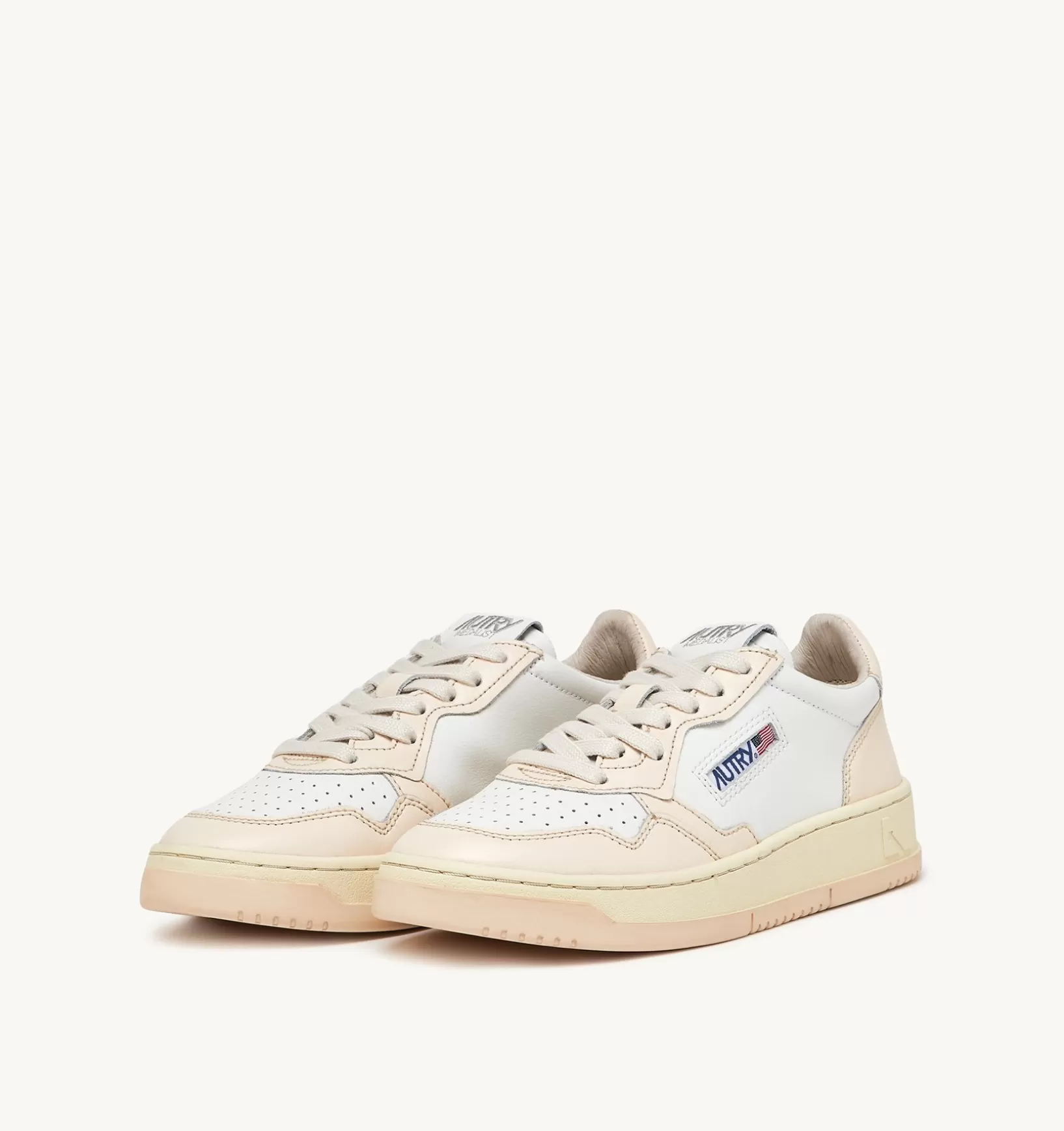 AUTRY Sneakers Medalist Low In Pelle Bicolore Bianco E Rosa^Donna Medalist