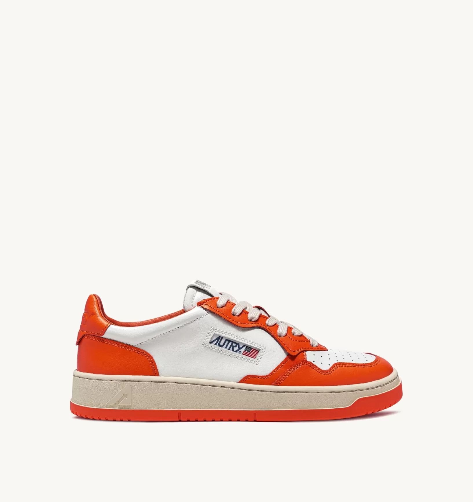 AUTRY Sneakers Medalist Low In Pelle Bicolore Bianco E Tangerine^Uomo Medalist