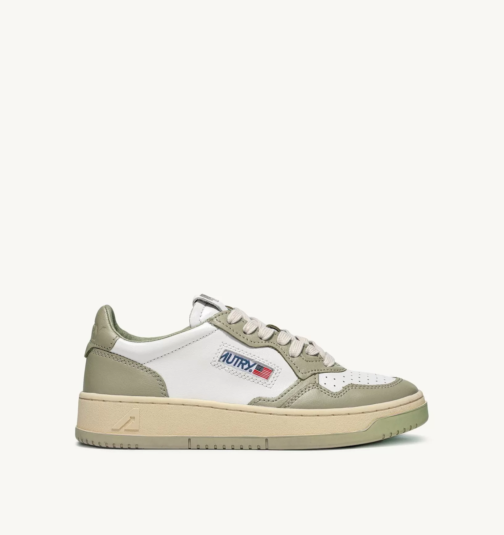 AUTRY Sneakers Medalist Low In Pelle Bicolore Bianco E Tortora^Uomo Medalist