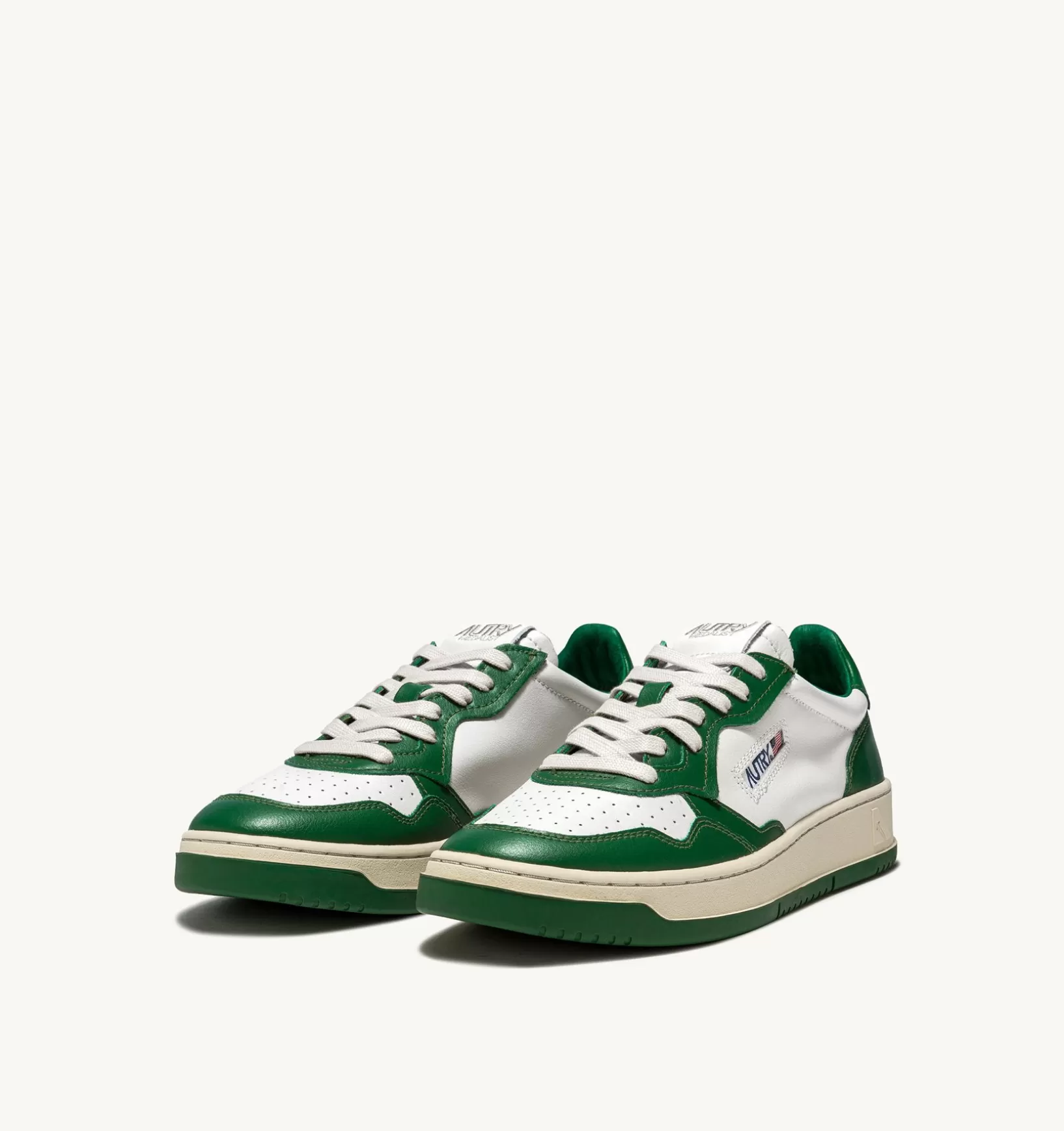 AUTRY Sneakers Medalist Low In Pelle Bicolore Bianco E Verde^Donna Medalist