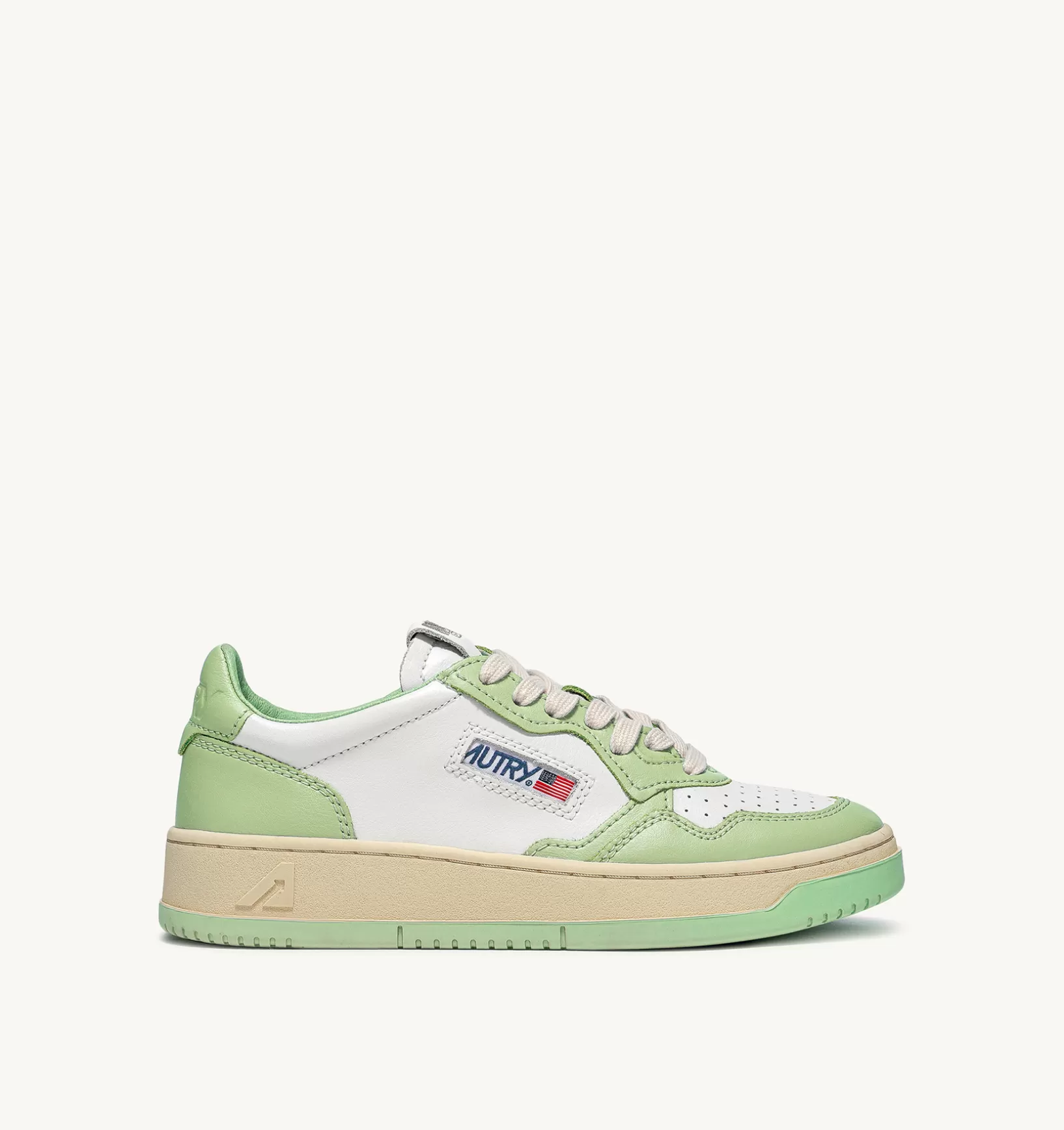 AUTRY Sneakers Medalist Low In Pelle Bicolore Nile Green^Uomo Medalist