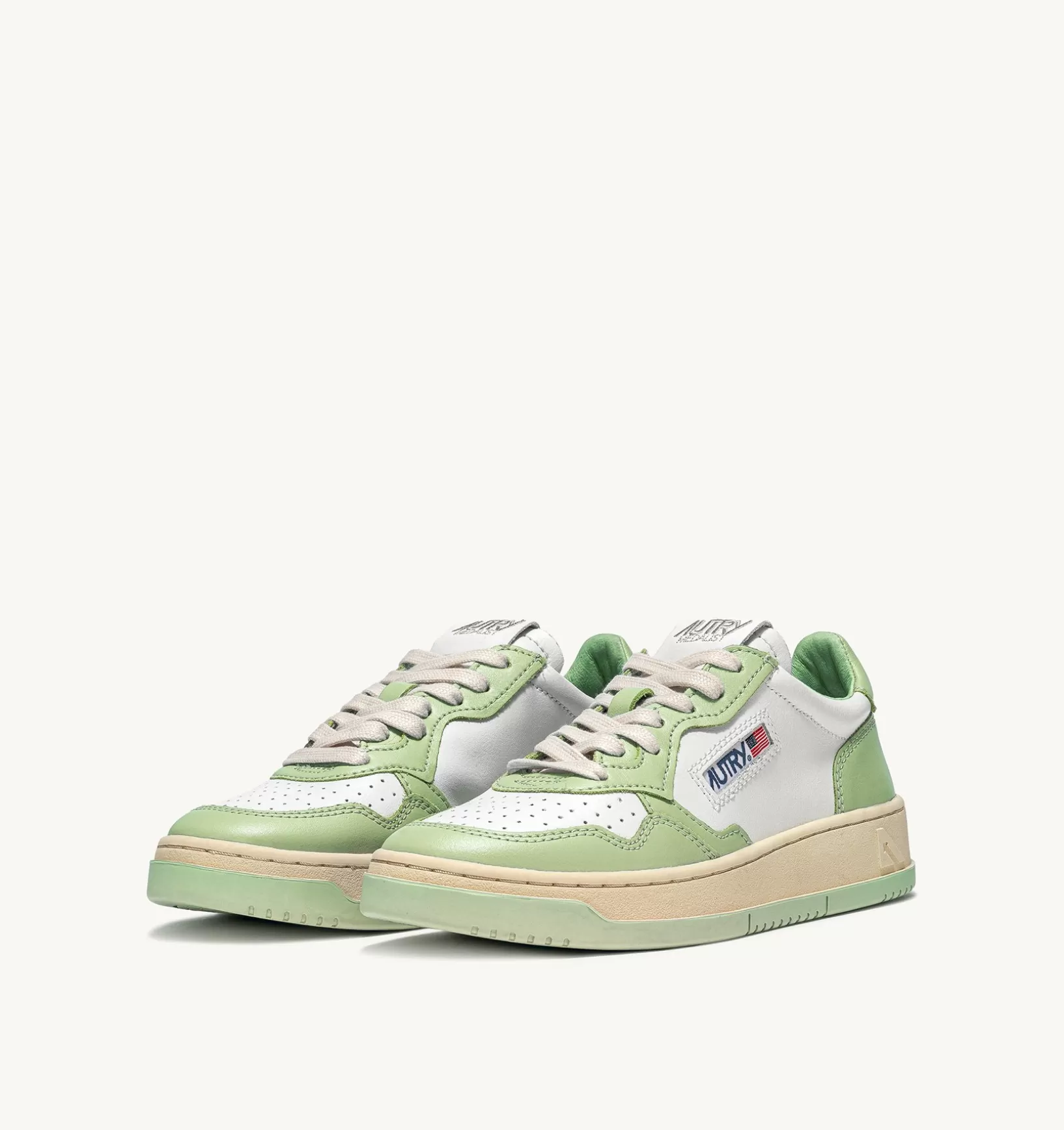 AUTRY Sneakers Medalist Low In Pelle Bicolore Nile Green^Uomo Medalist