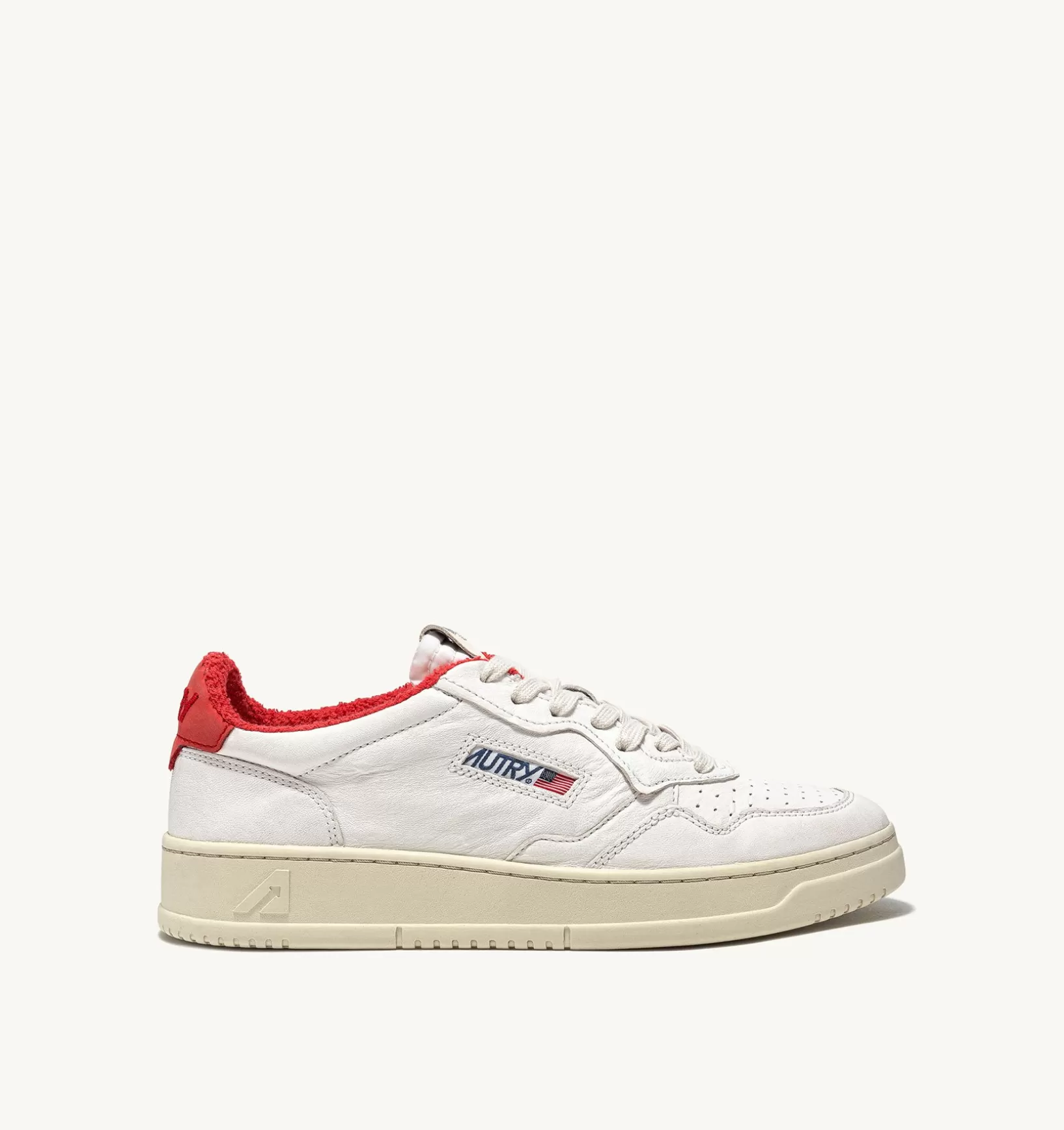 AUTRY Sneakers Medalist Low In Pelle Di Capra E Spugna Bianco Rosso^Uomo Medalist