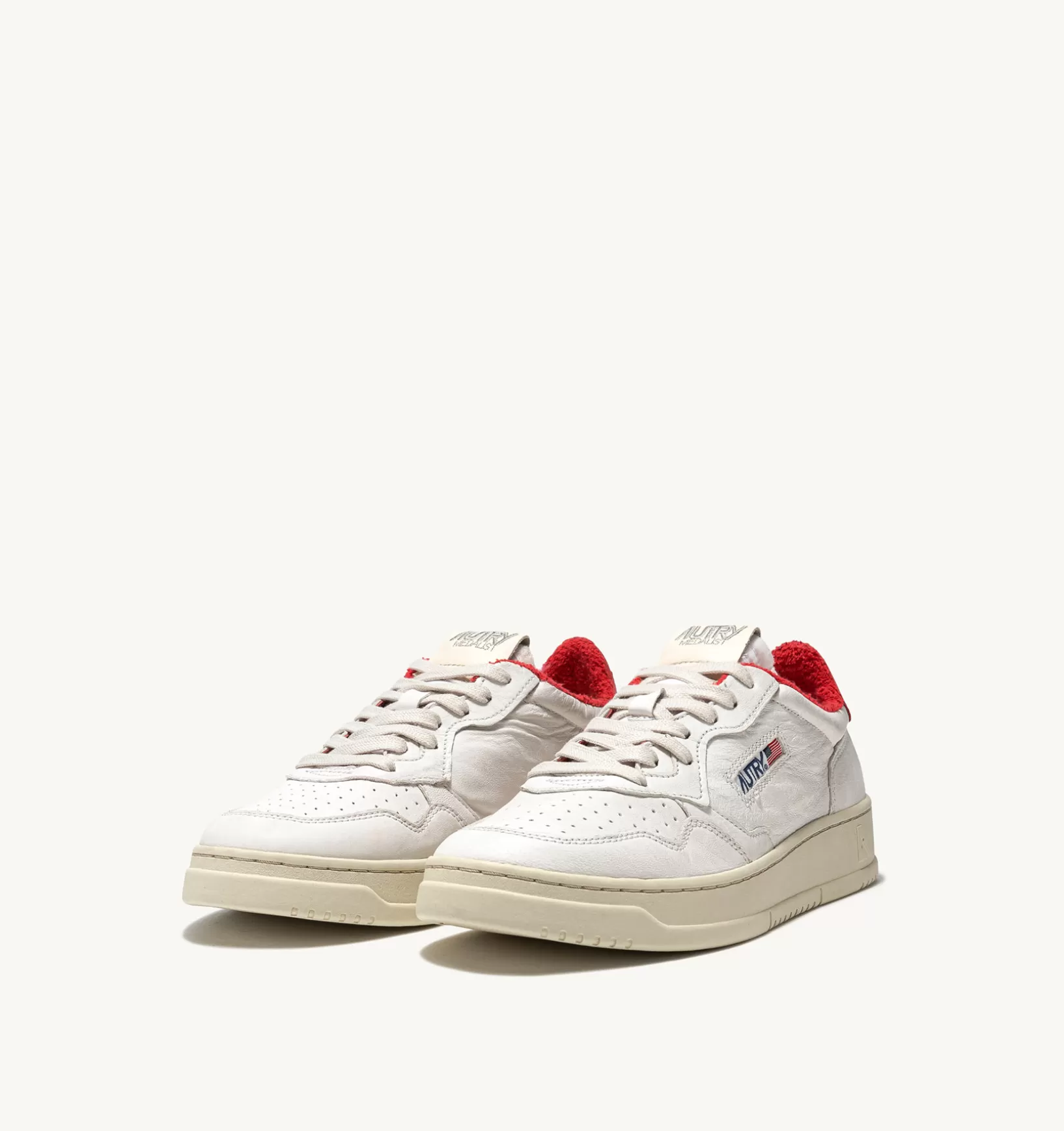 AUTRY Sneakers Medalist Low In Pelle Di Capra E Spugna Bianco Rosso^Uomo Medalist