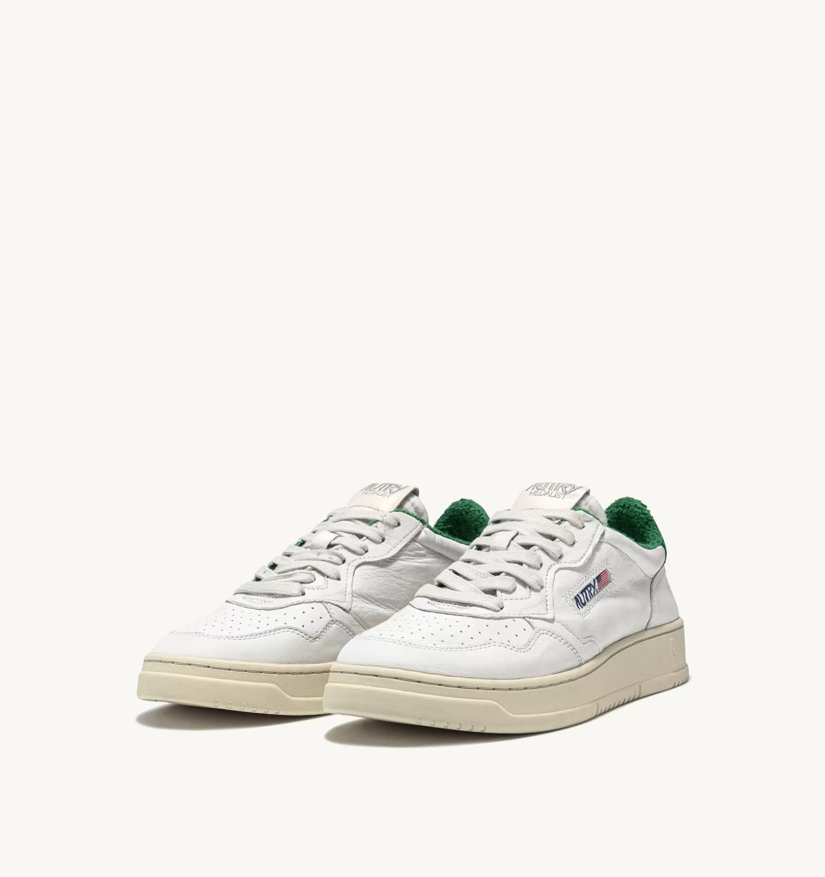 AUTRY Sneakers Medalist Low In Pelle Di Capra E Spugna Bianco Verde^Donna Medalist