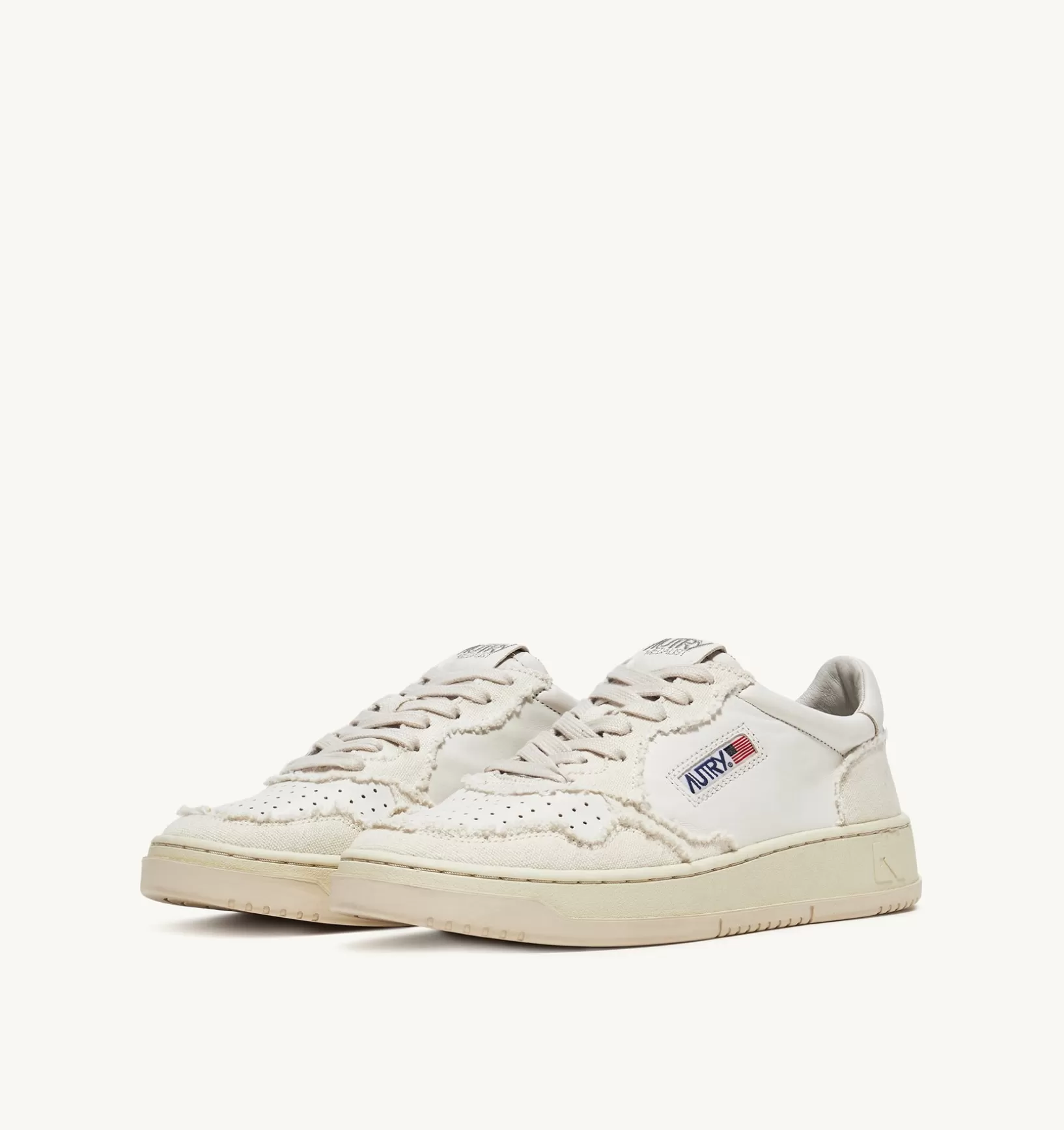 AUTRY Sneakers Medalist Low In Pelle Di Capra E Tela Bianco Ivory^Donna Medalist