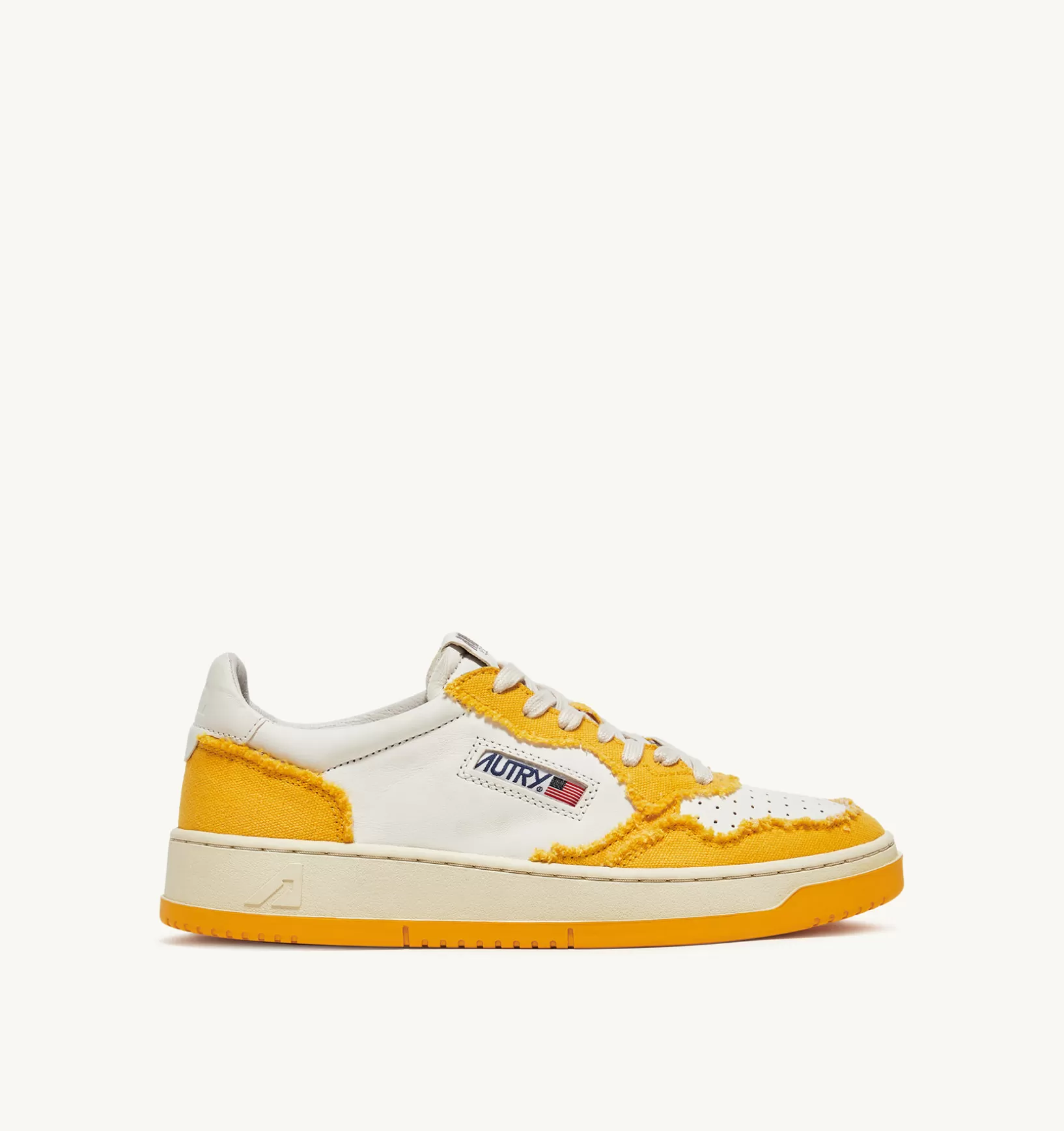 AUTRY Sneakers Medalist Low In Pelle Di Capra E Tela Bianco Mango^Uomo Medalist