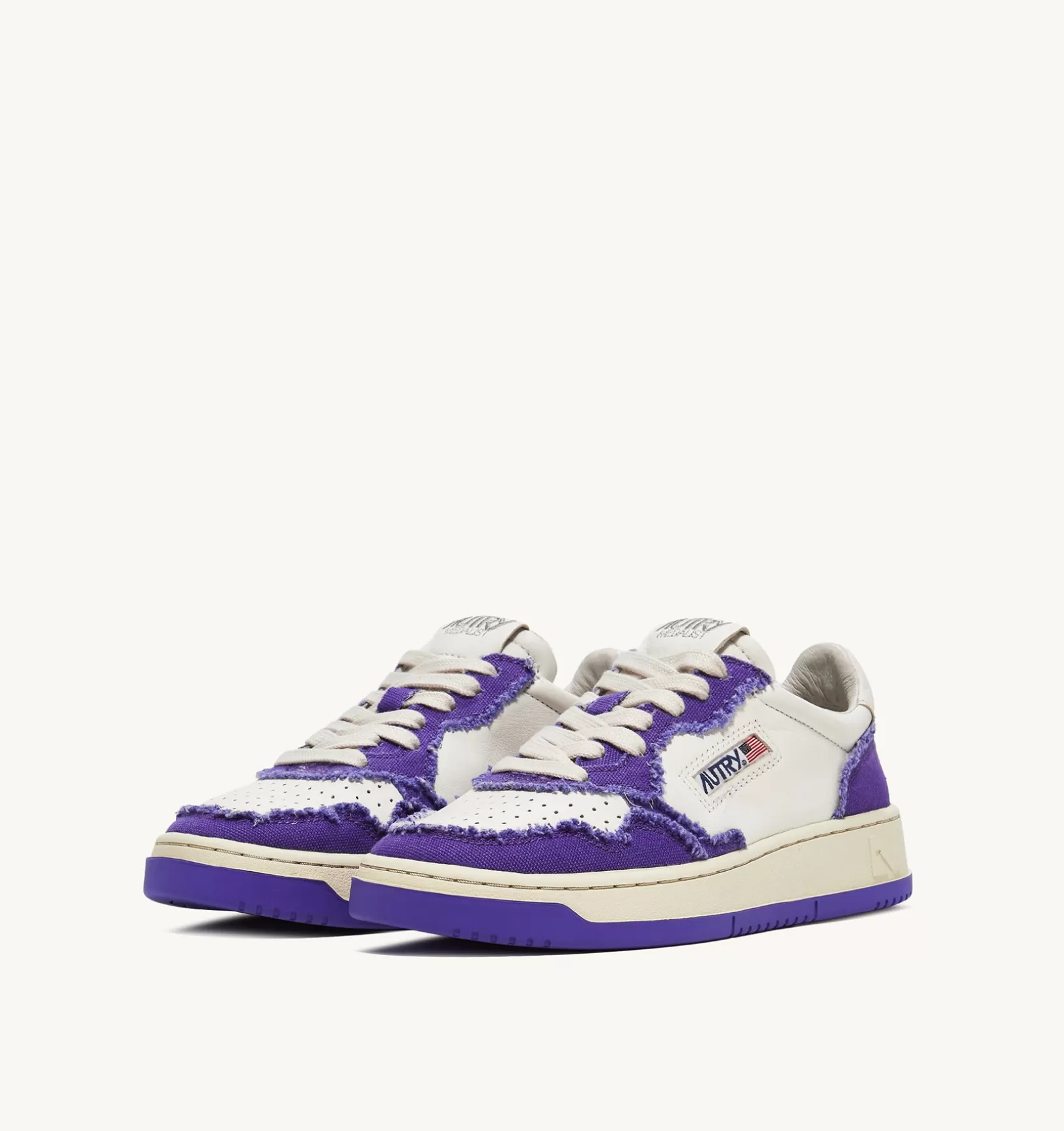 AUTRY Sneakers Medalist Low In Pelle Di Capra E Tela Bianco Violet^Donna Medalist