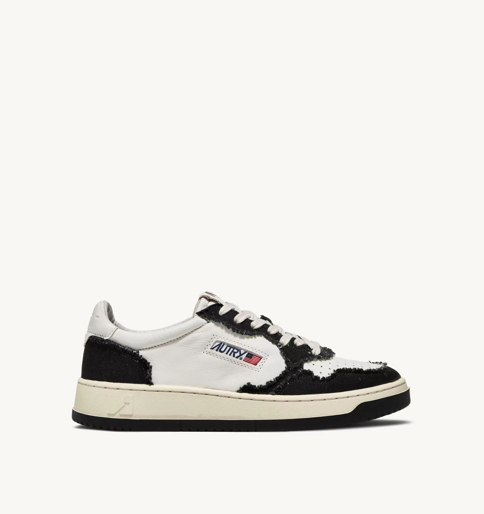 AUTRY Sneakers Medalist Low In Pelle Di Capra E Tela Bicolor Bianco Nero^Uomo Medalist