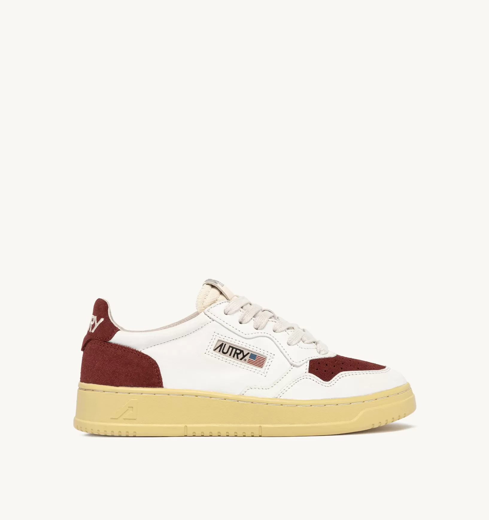 AUTRY Sneakers Medalist Low In Pelle E Suede Bianco E Bordeaux^Donna Medalist