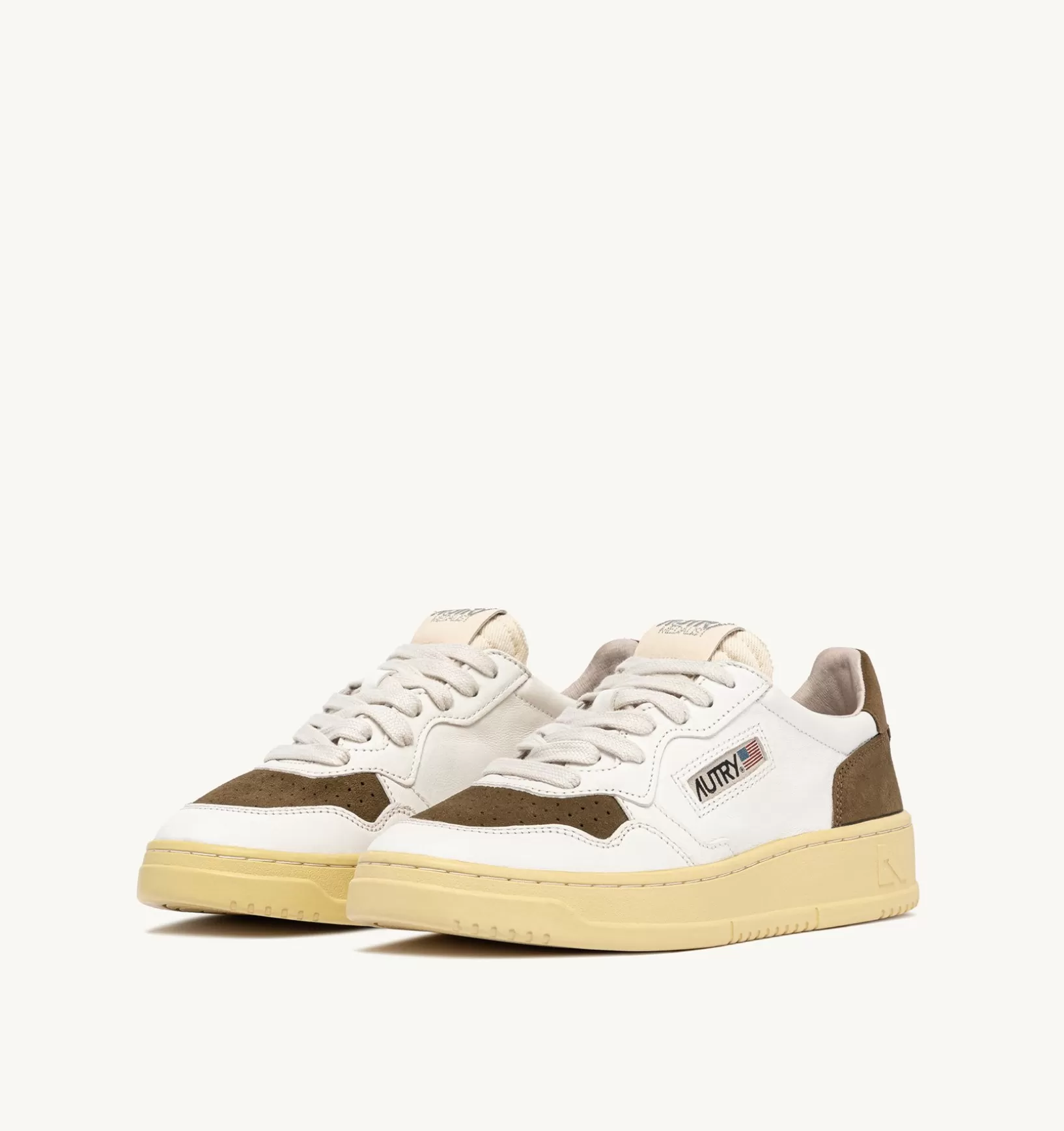 AUTRY Sneakers Medalist Low In Pelle E Suede Bianco E Marrone^Donna Medalist
