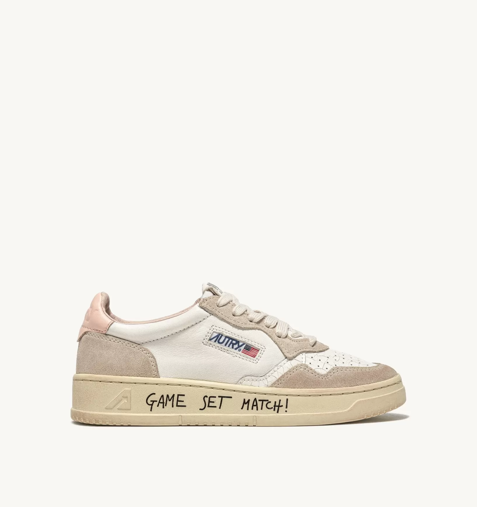 AUTRY Sneakers Medalist Low In Pelle E Suede Bianco E Rosa^Donna Medalist