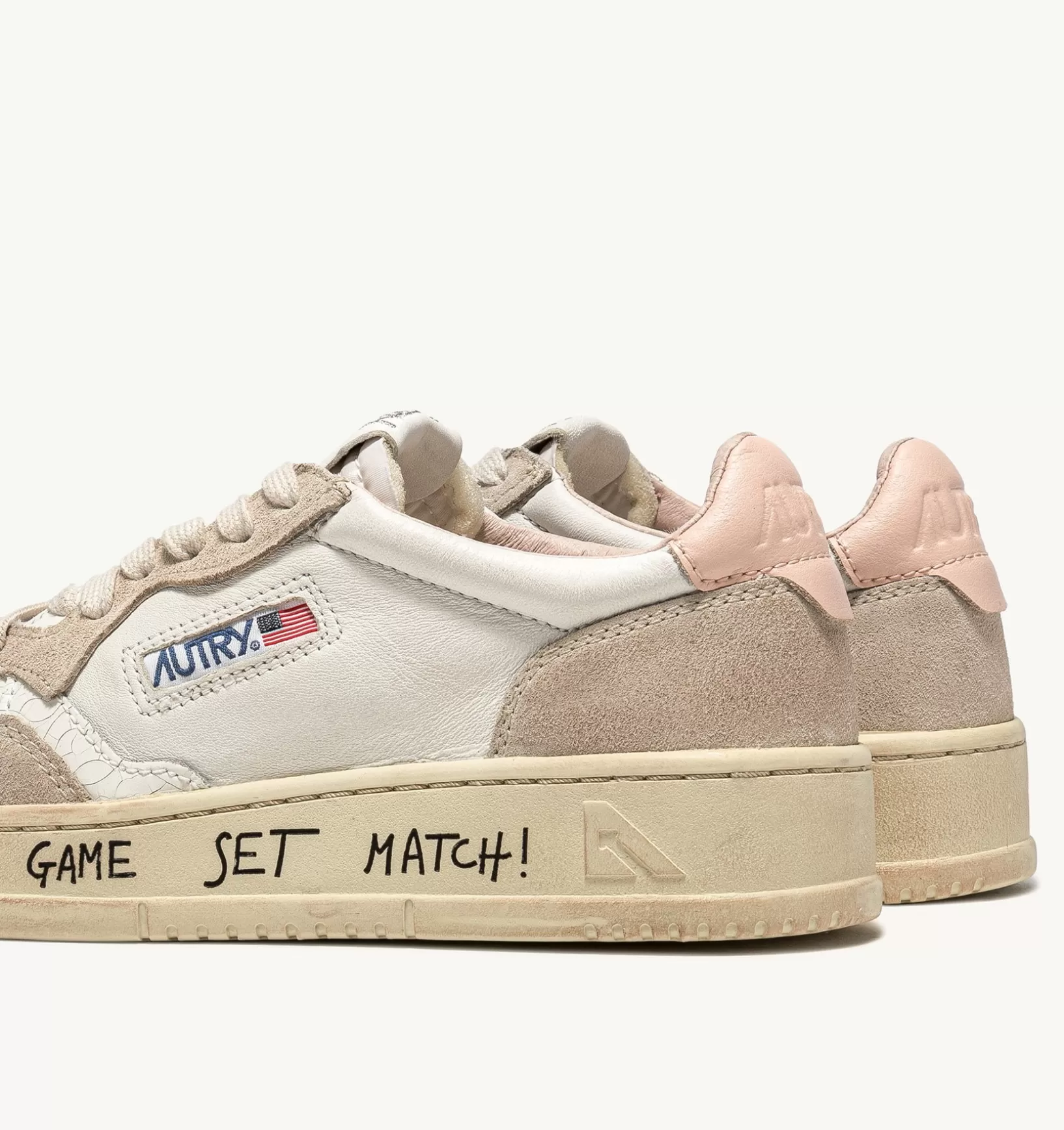 AUTRY Sneakers Medalist Low In Pelle E Suede Bianco E Rosa^Donna Medalist