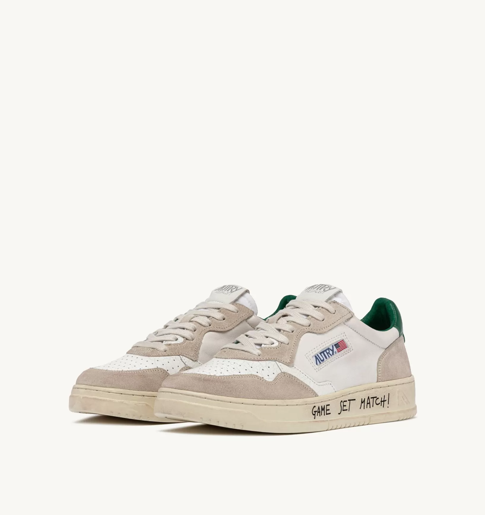 AUTRY Sneakers Medalist Low In Pelle E Suede Bianco E Verde^Donna Medalist