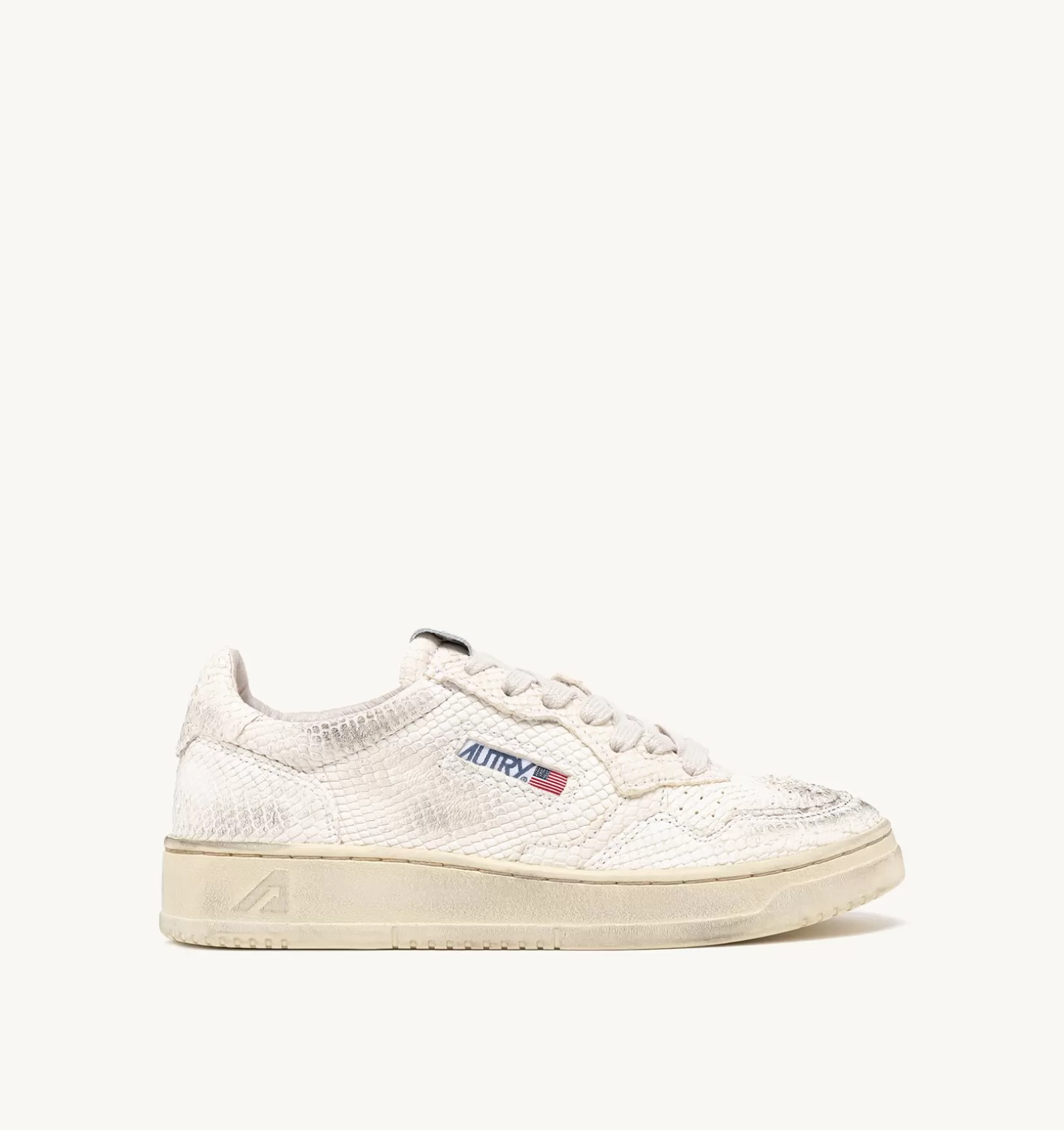AUTRY Sneakers Medalist Low In Pelle Effetto Snake Colore Bianco^Donna Medalist